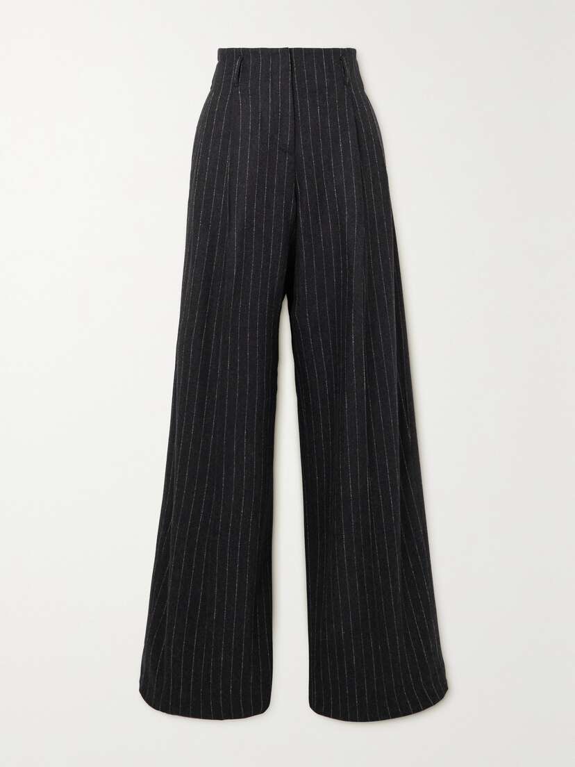 Golden Goose Journey Pinstriped Wool-blend Flannel Wide-leg Pants