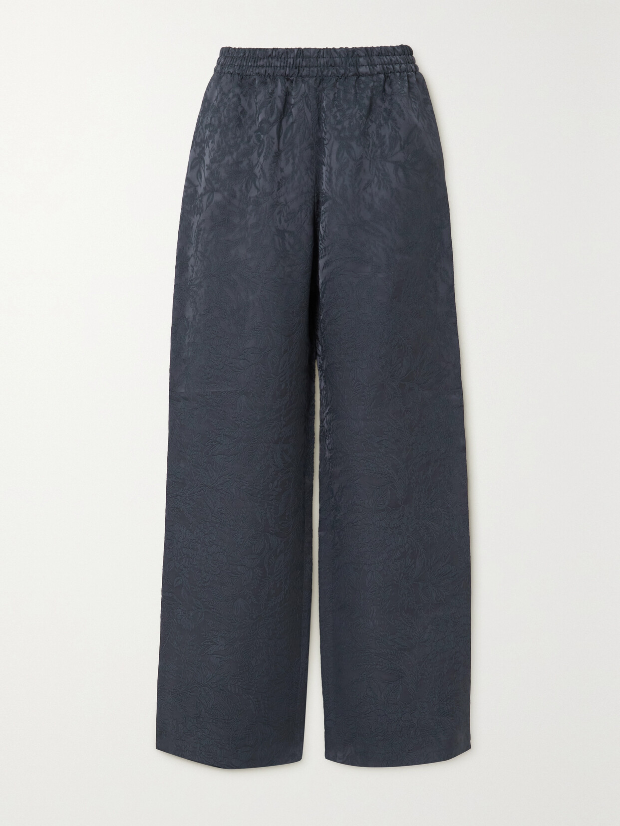 Shop Golden Goose Journey Studded Satin-jacquard Wide-leg Pants In Blue