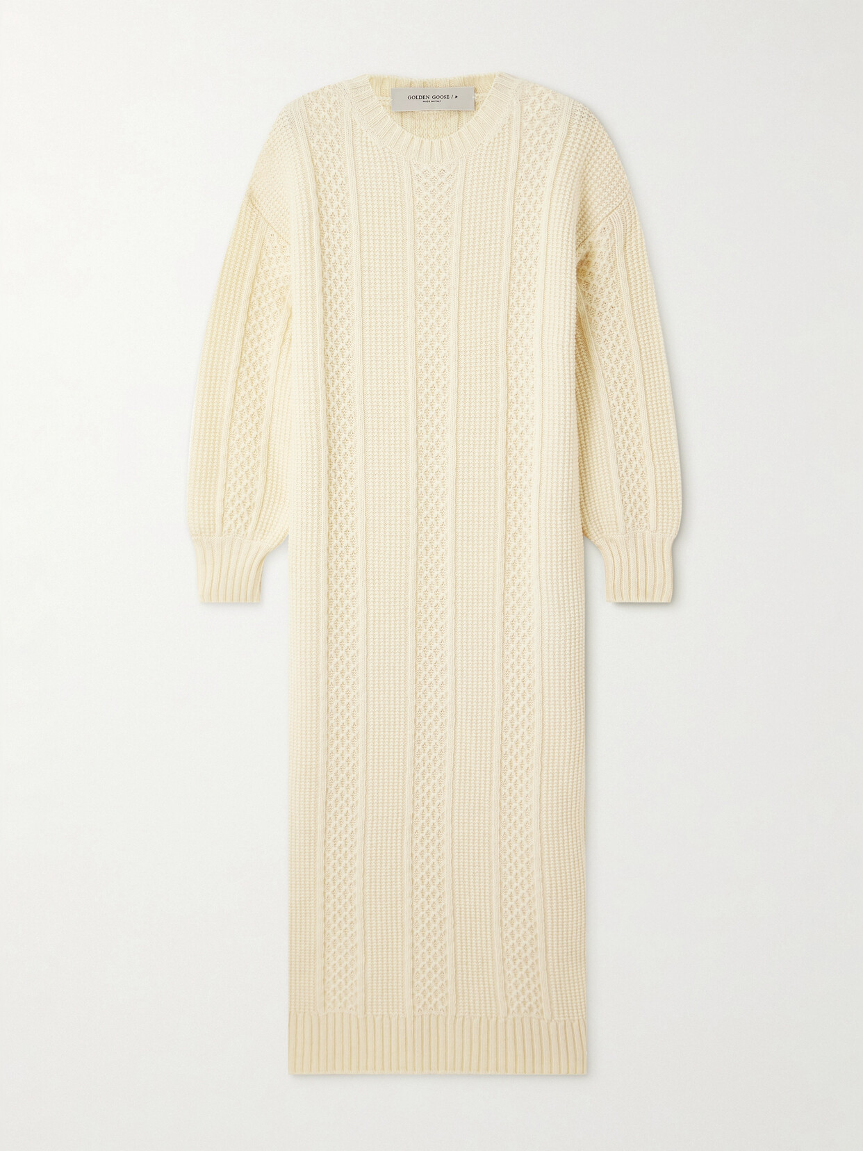 Golden Goose Embroidered Knitted Wool Maxi Dress In Cream