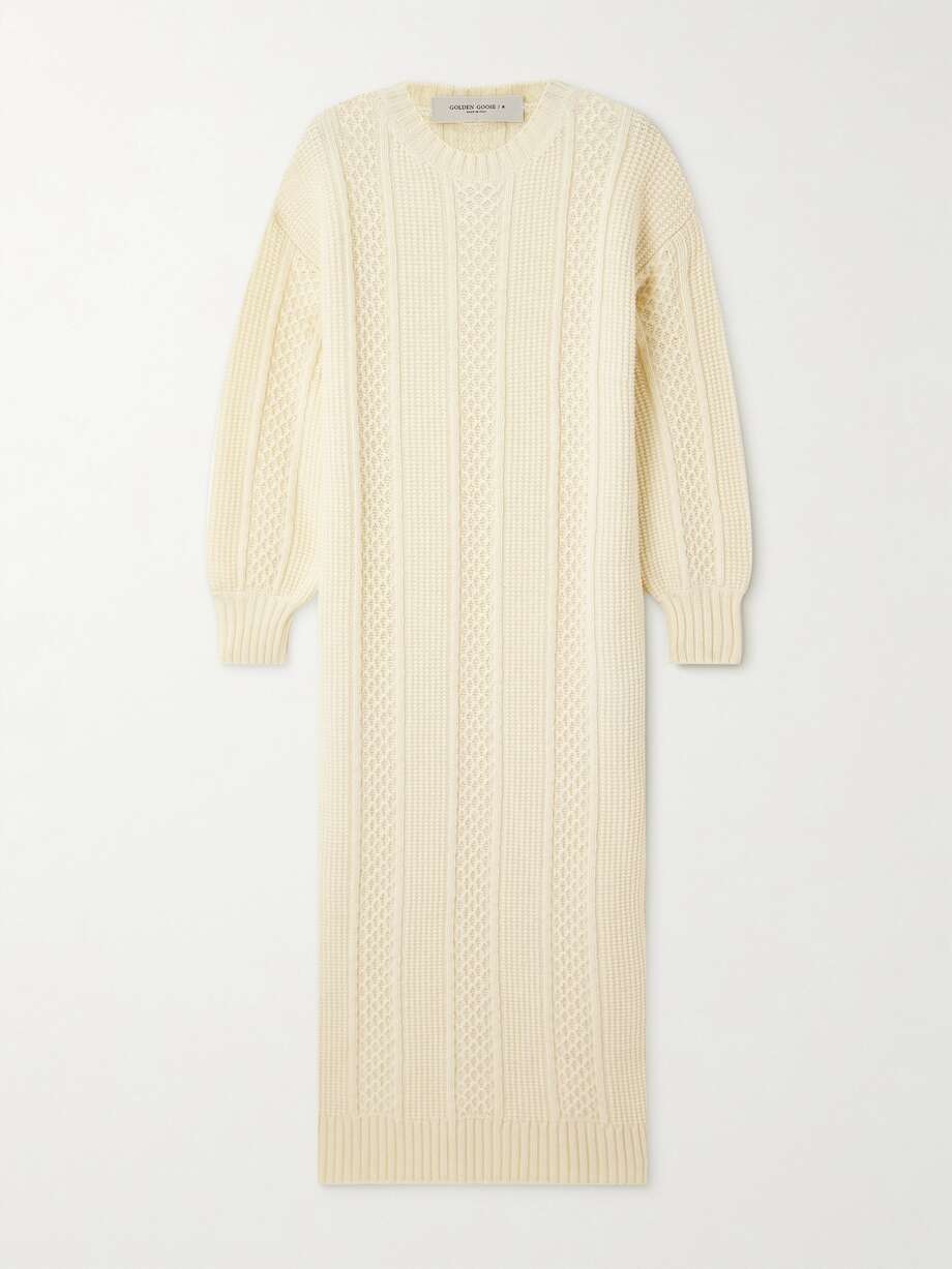 embroidered knitted wool maxi dress