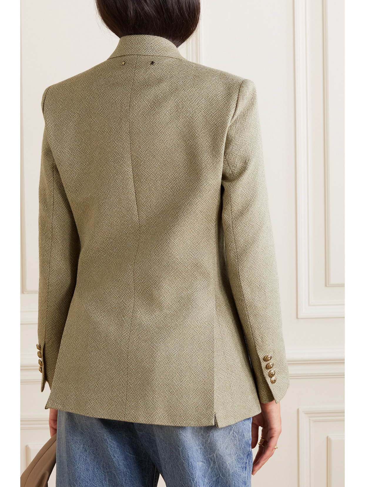 Golden Goose Journey Double-breasted Wool-jacquard Blazer In Brown