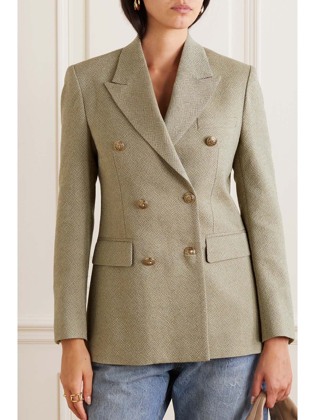 Golden Goose Journey Double-breasted Wool-jacquard Blazer In Brown