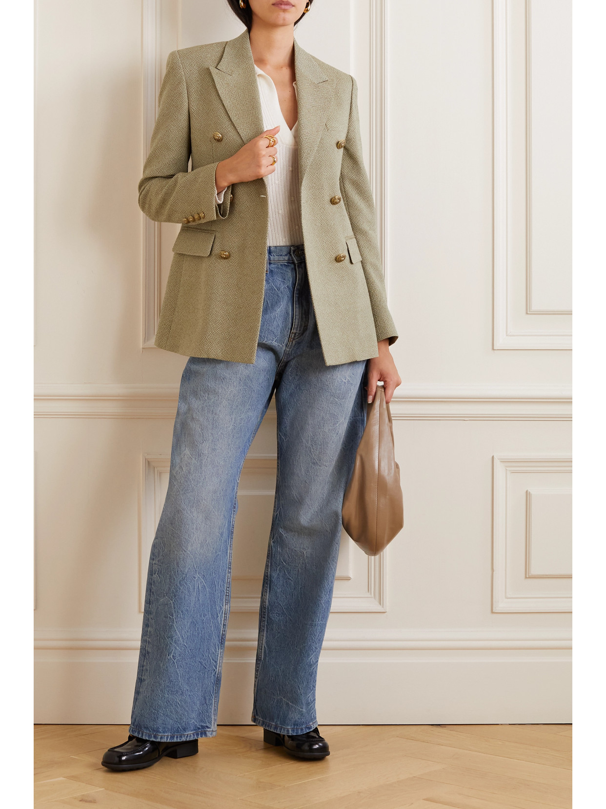 Golden Goose Journey Double-breasted Wool-jacquard Blazer In Brown