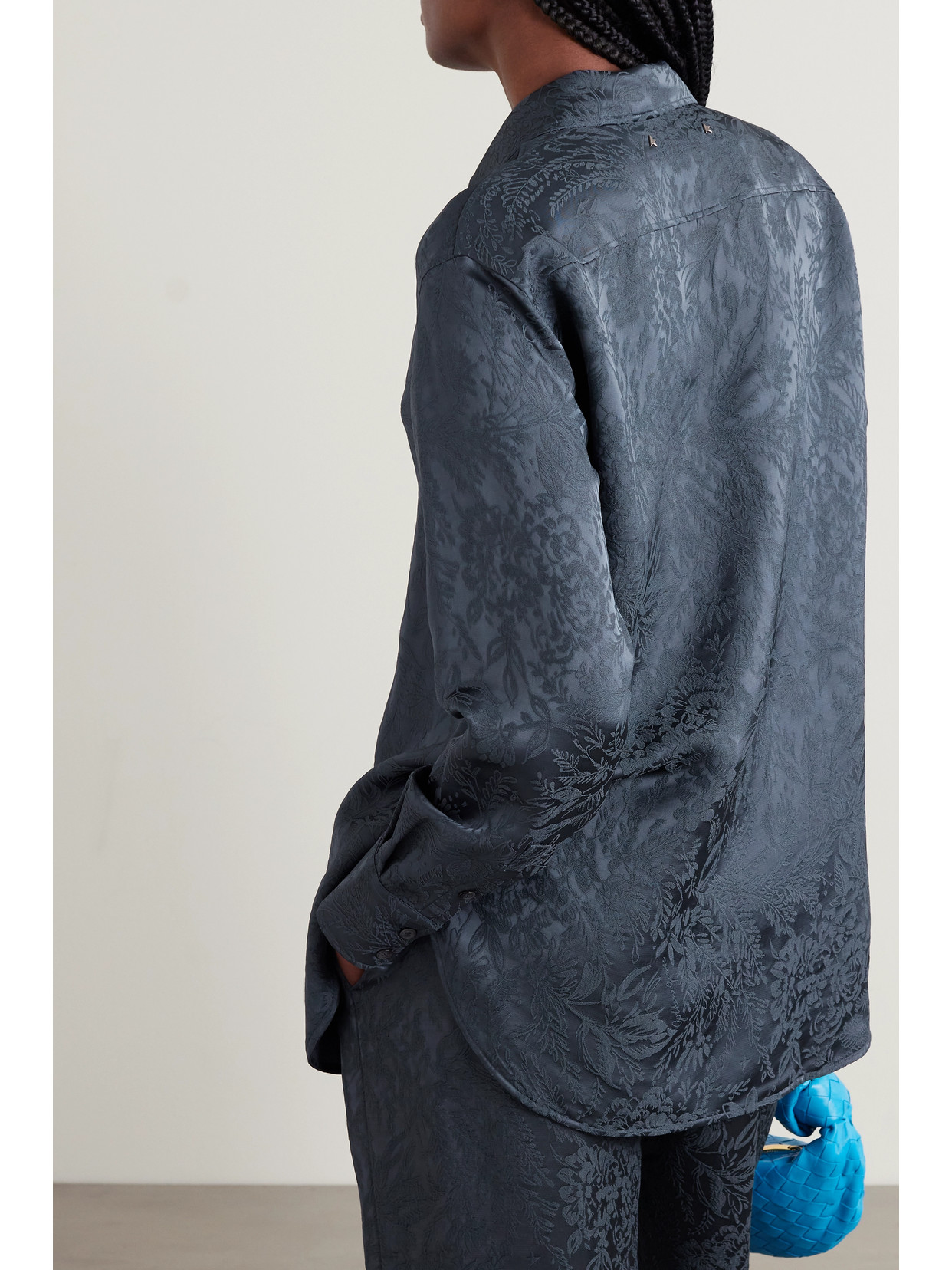Golden Goose Journey Satin-jacquard Shirt In Blue