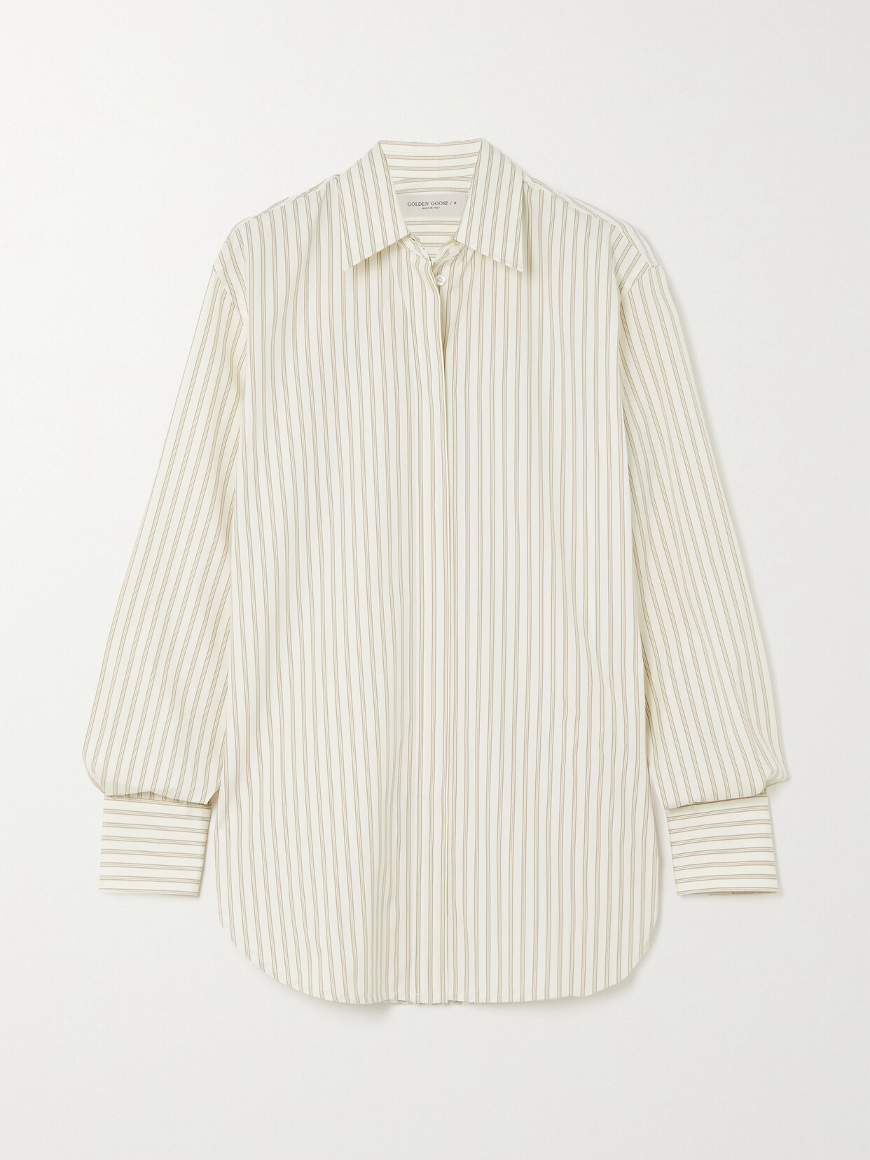 Golden Goose Striped Cotton-poplin Shirt In Off-white