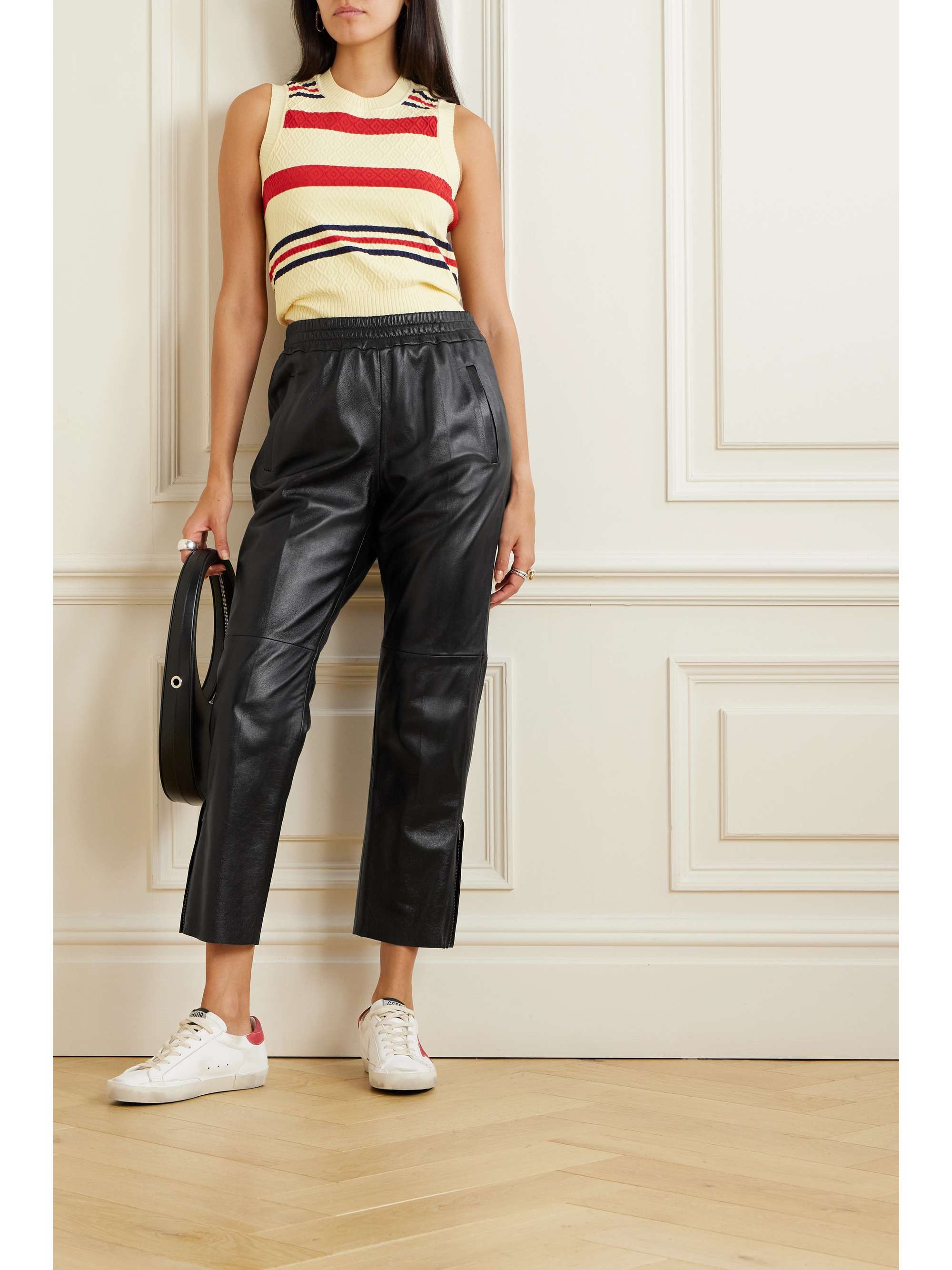 GOLDEN GOOSE Textured-leather straight-leg pants