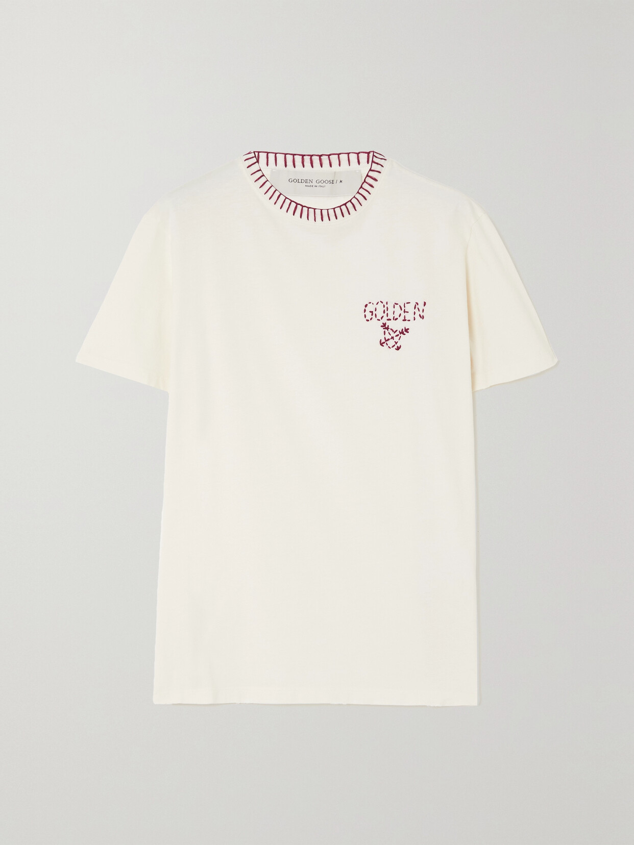 Golden Goose - Journey Studded Embroidered Cotton-jersey T-shirt - White