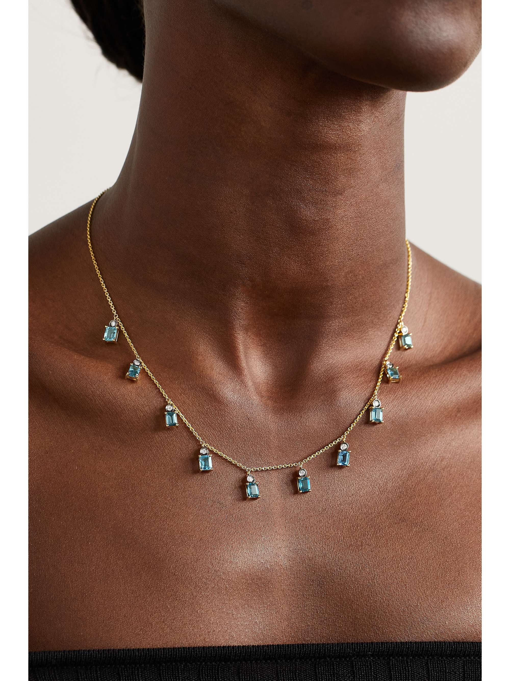 DIANE KORDAS Charm 18-karat gold, topaz and diamond necklace