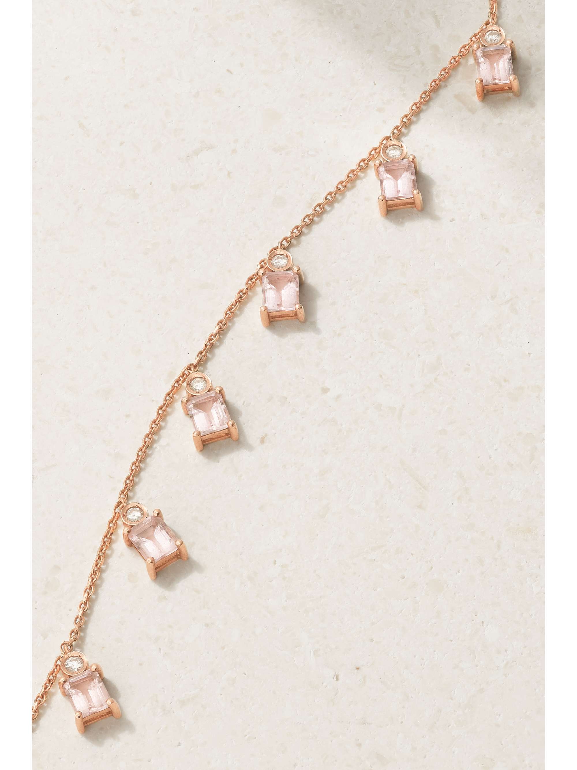 DIANE KORDAS Charm 18-karat rose gold, morganite and diamond necklace