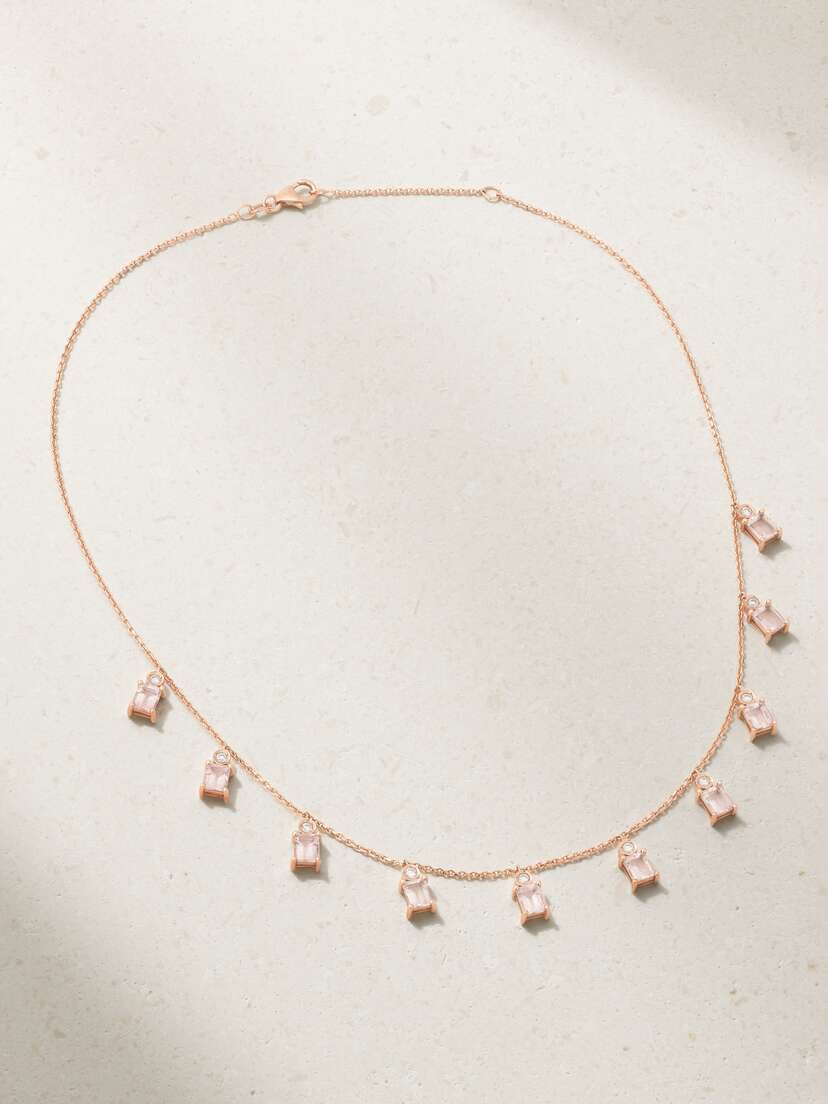 Diane Kordas Charm 18-karat Rose Gold, Morganite And Diamond Necklace