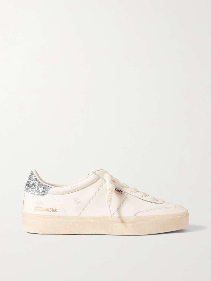 Golden Goose Soul-star Distressed Glittered Leather Sneakers