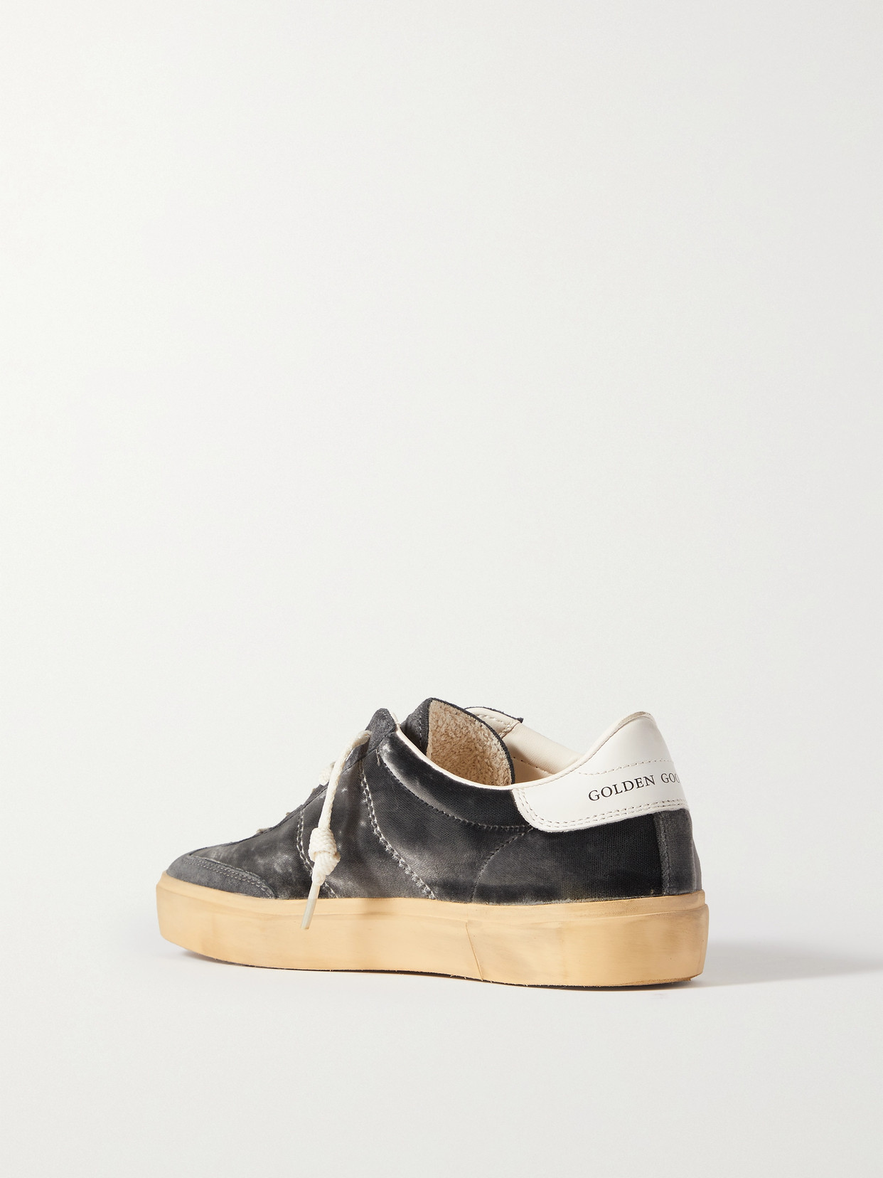 Shop Golden Goose Soul-star Distressed Suede And Leather-trimmed Velvet Sneakers In Gray