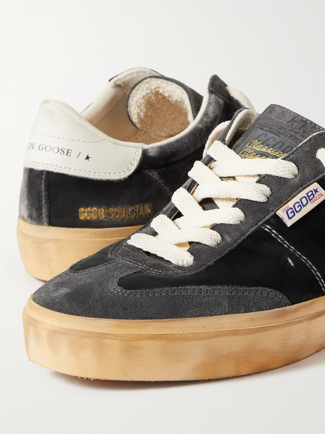 Golden Goose Velvet Upper Suede Hf Tongue Leather Heel In Gray