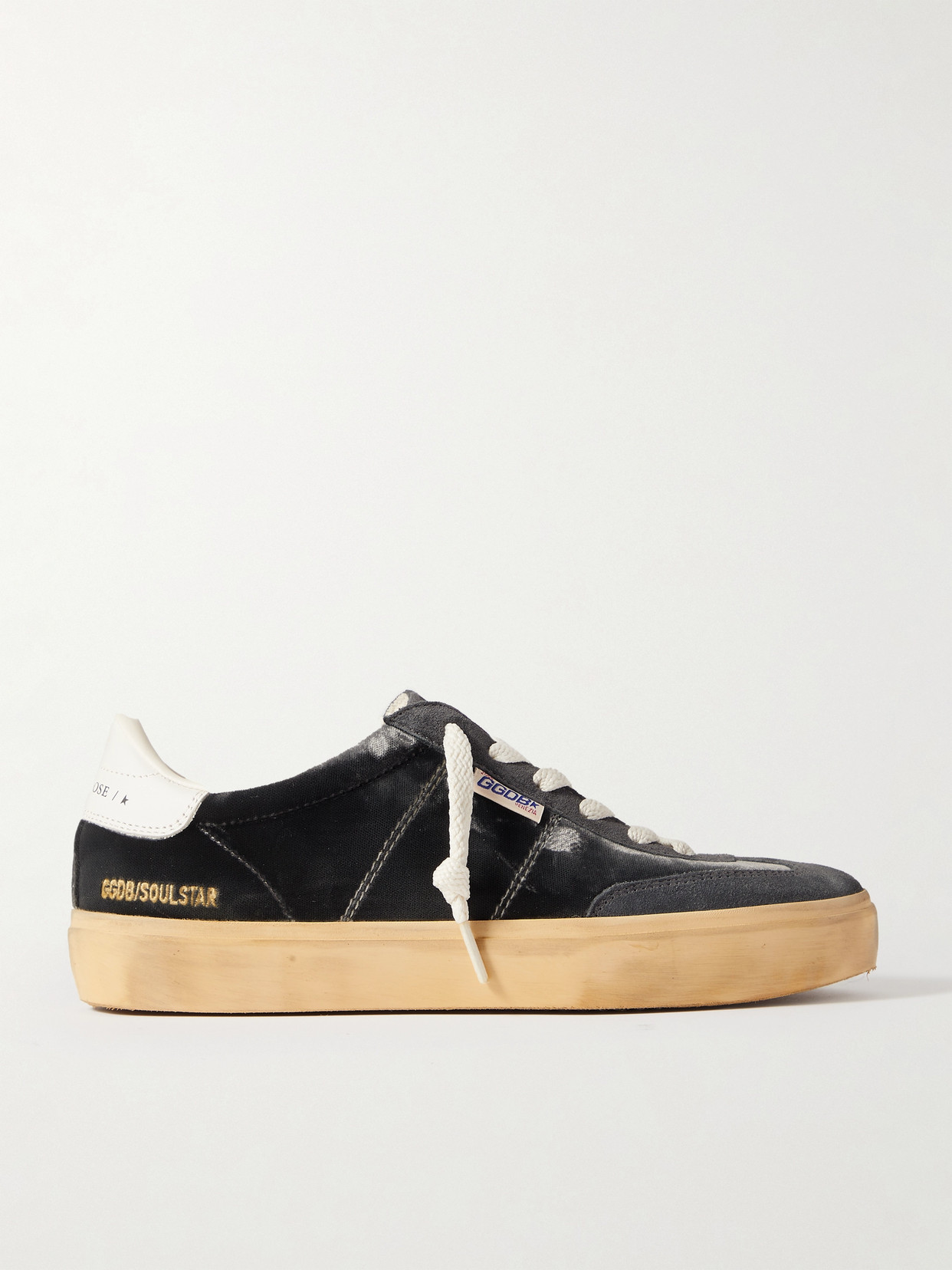 Shop Golden Goose Soul-star Distressed Suede And Leather-trimmed Velvet Sneakers In Gray