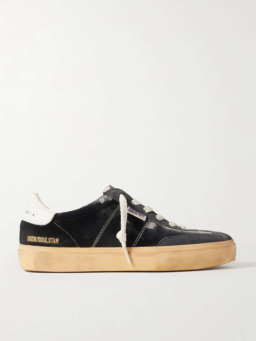 Golden Goose Soul-star Distressed Suede And Leather-trimmed Velvet Sneakers