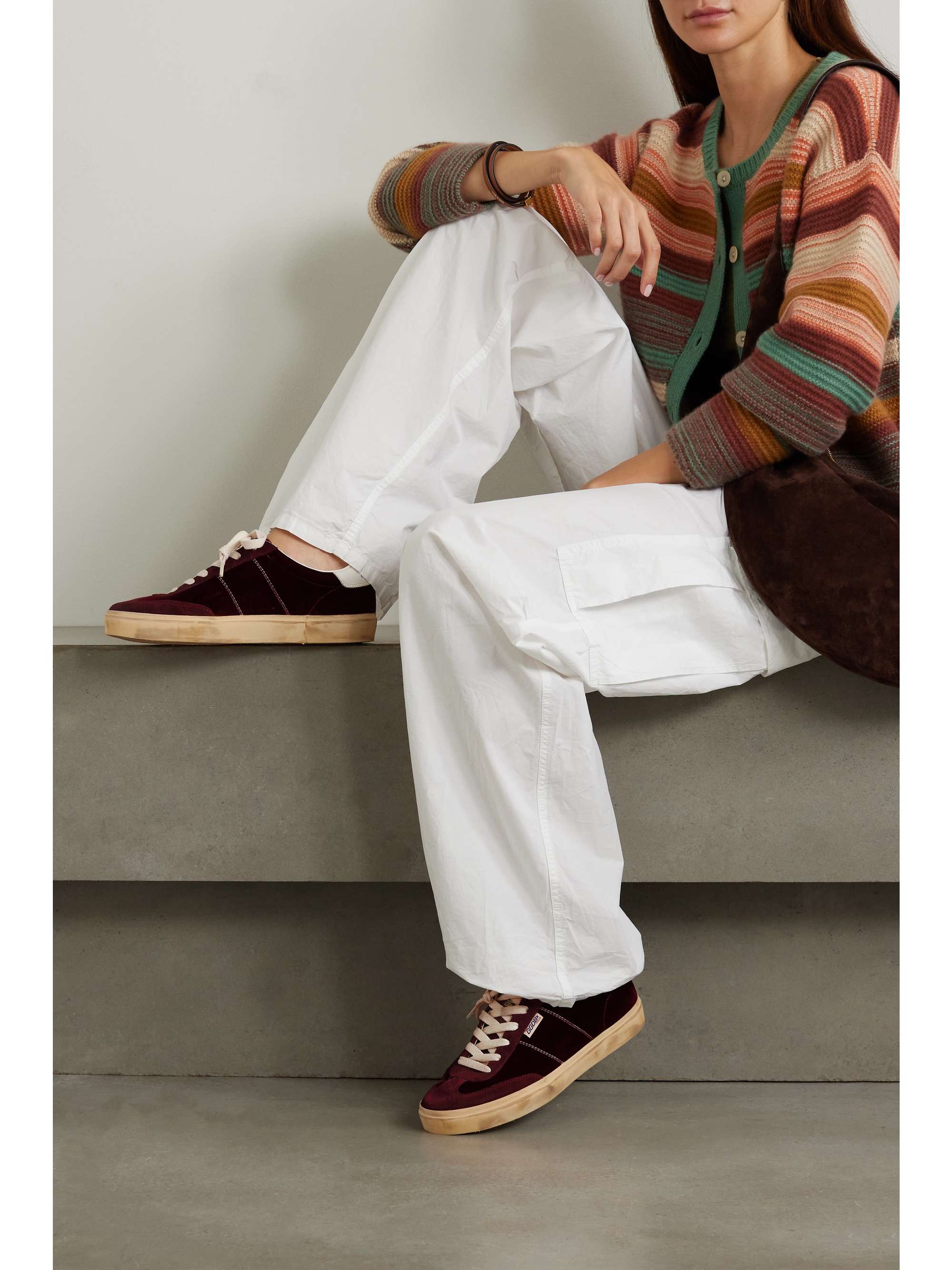 GOLDEN GOOSE Soul-Star distressed suede and leather-trimmed