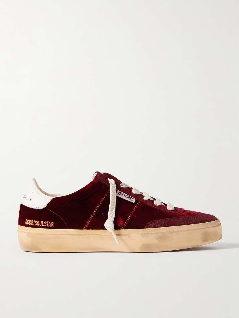 Golden Goose Soul-star Distressed Suede And Leather-trimmed Velvet Sneakers