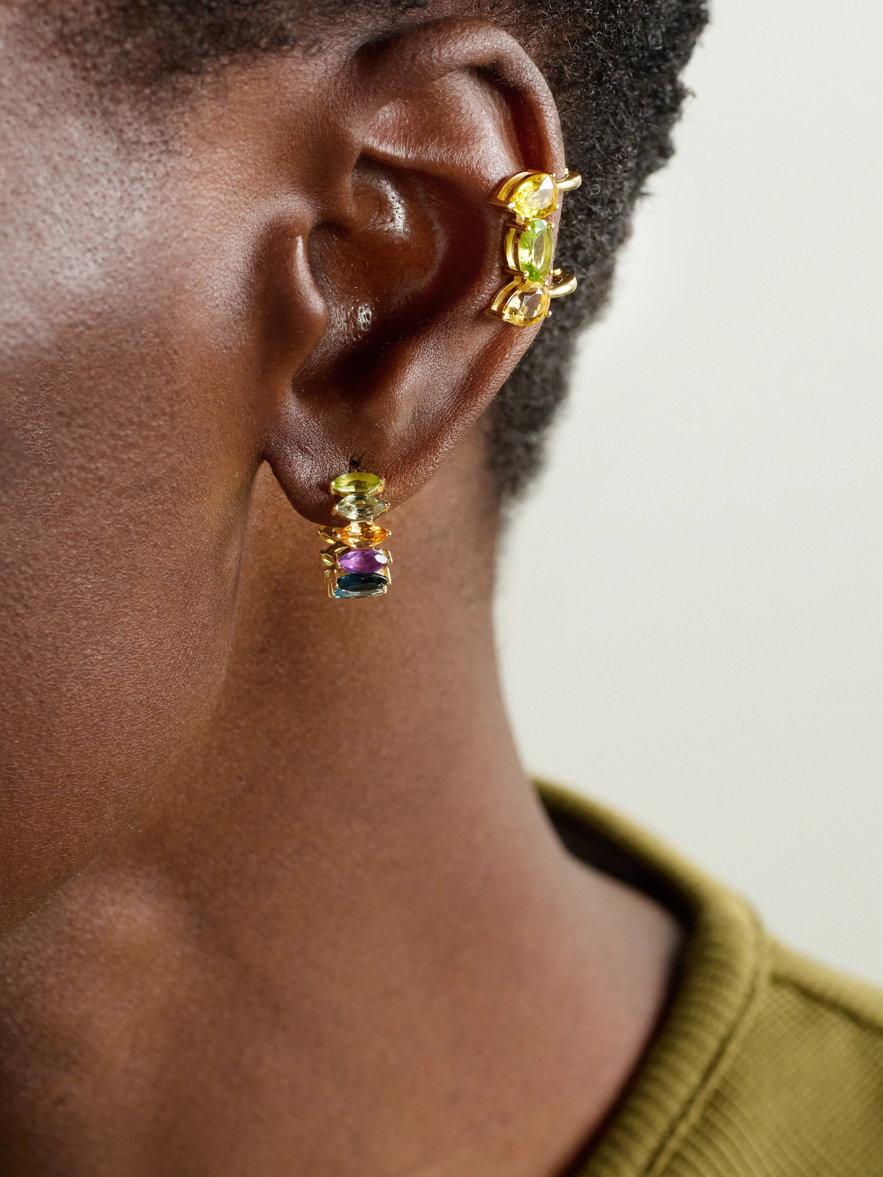 Shop Diane Kordas 18-karat Gold Multi-stone Ear Cuff