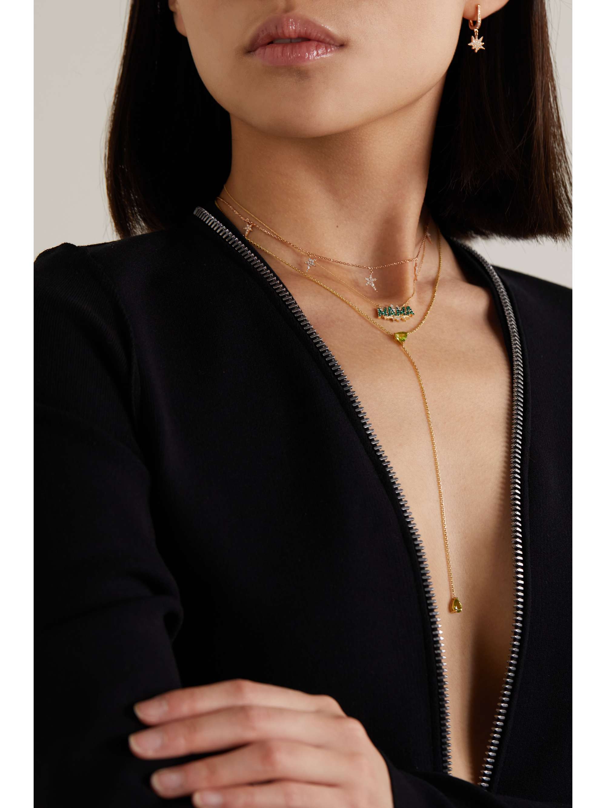 DIANE KORDAS Lariat 18-karat gold peridot necklace
