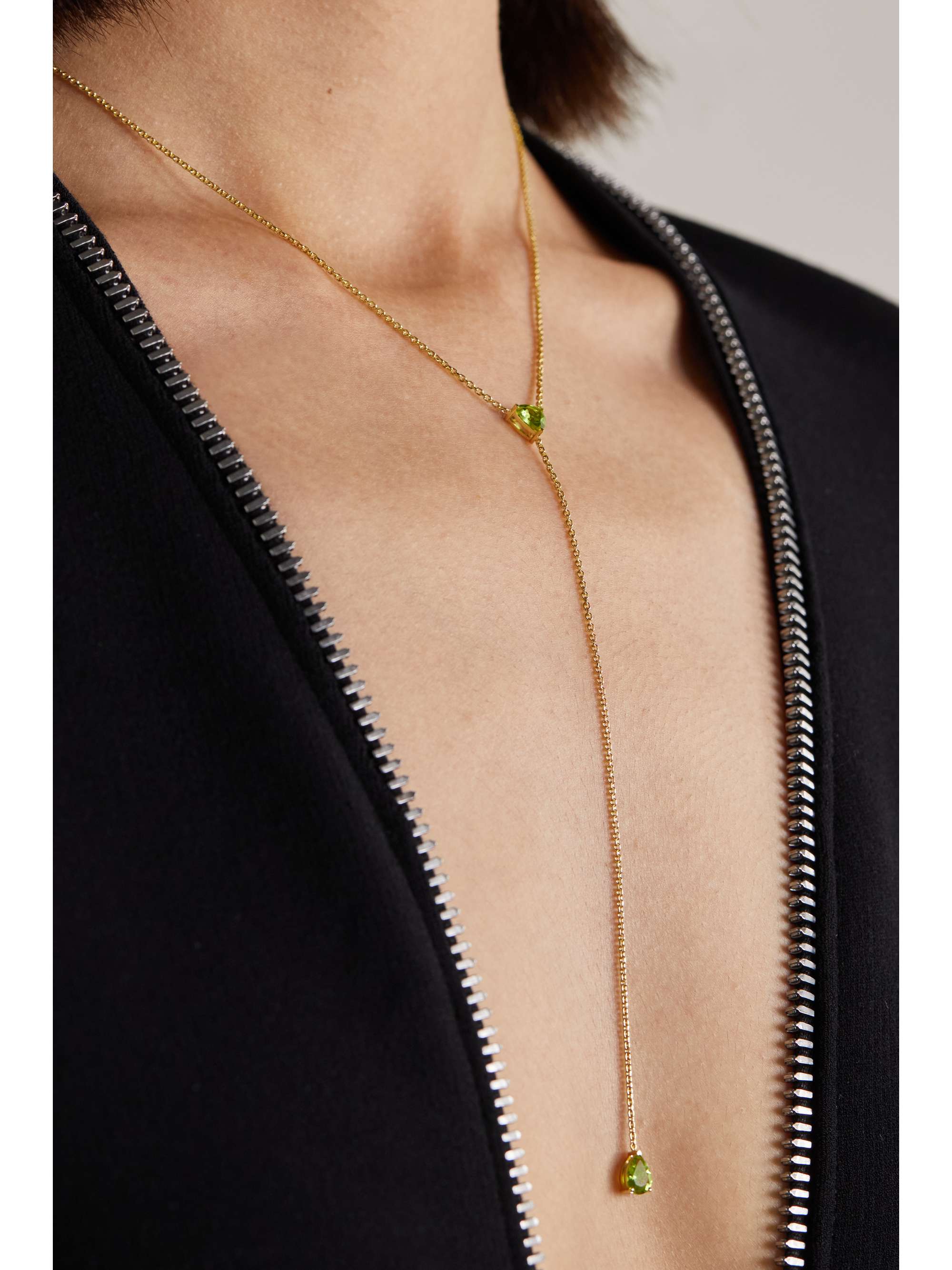 DIANE KORDAS Lariat 18-karat gold peridot necklace