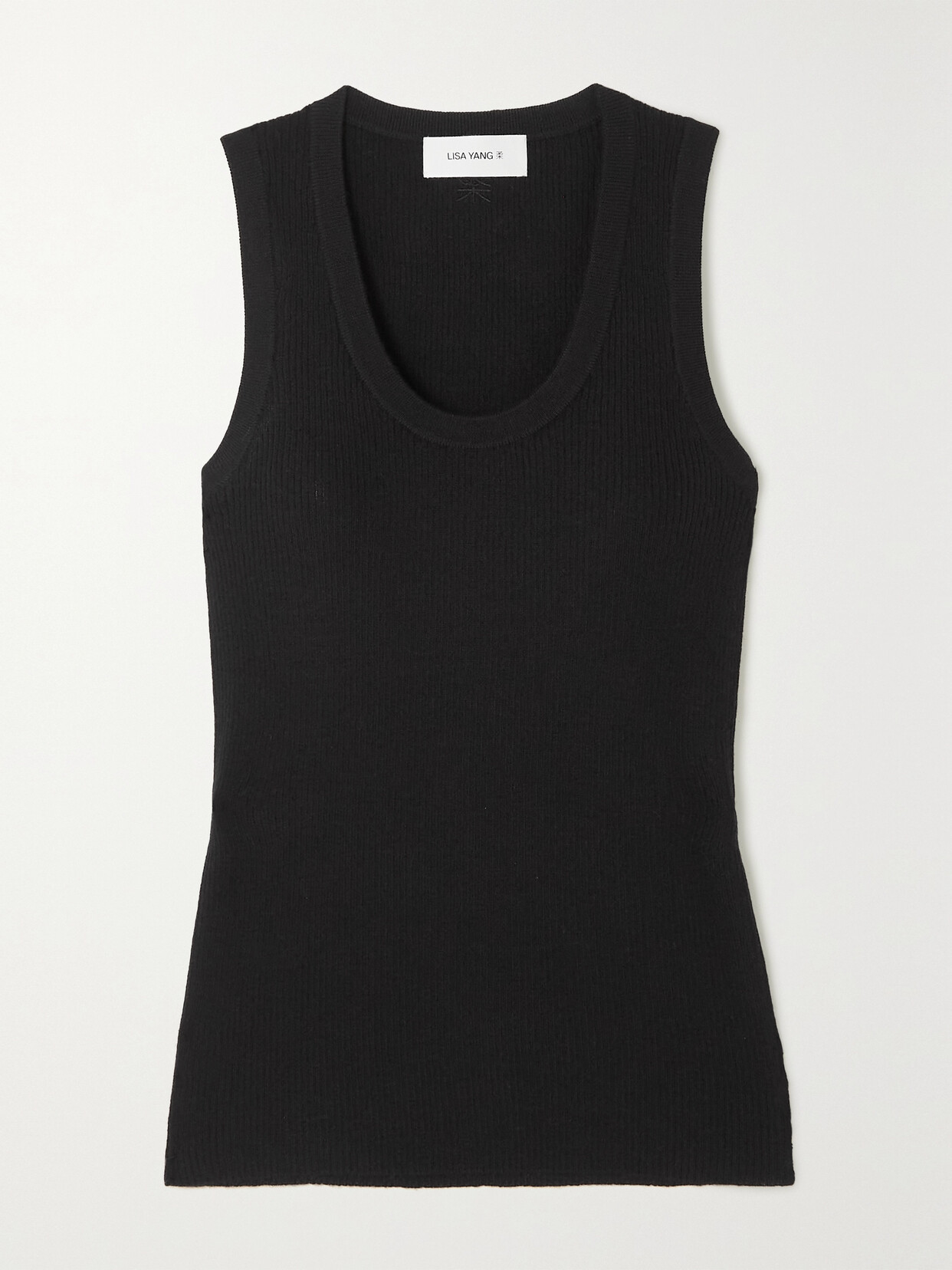 Lisa Yang - Devyn Embroidered Ribbed Cashmere Tank - Black