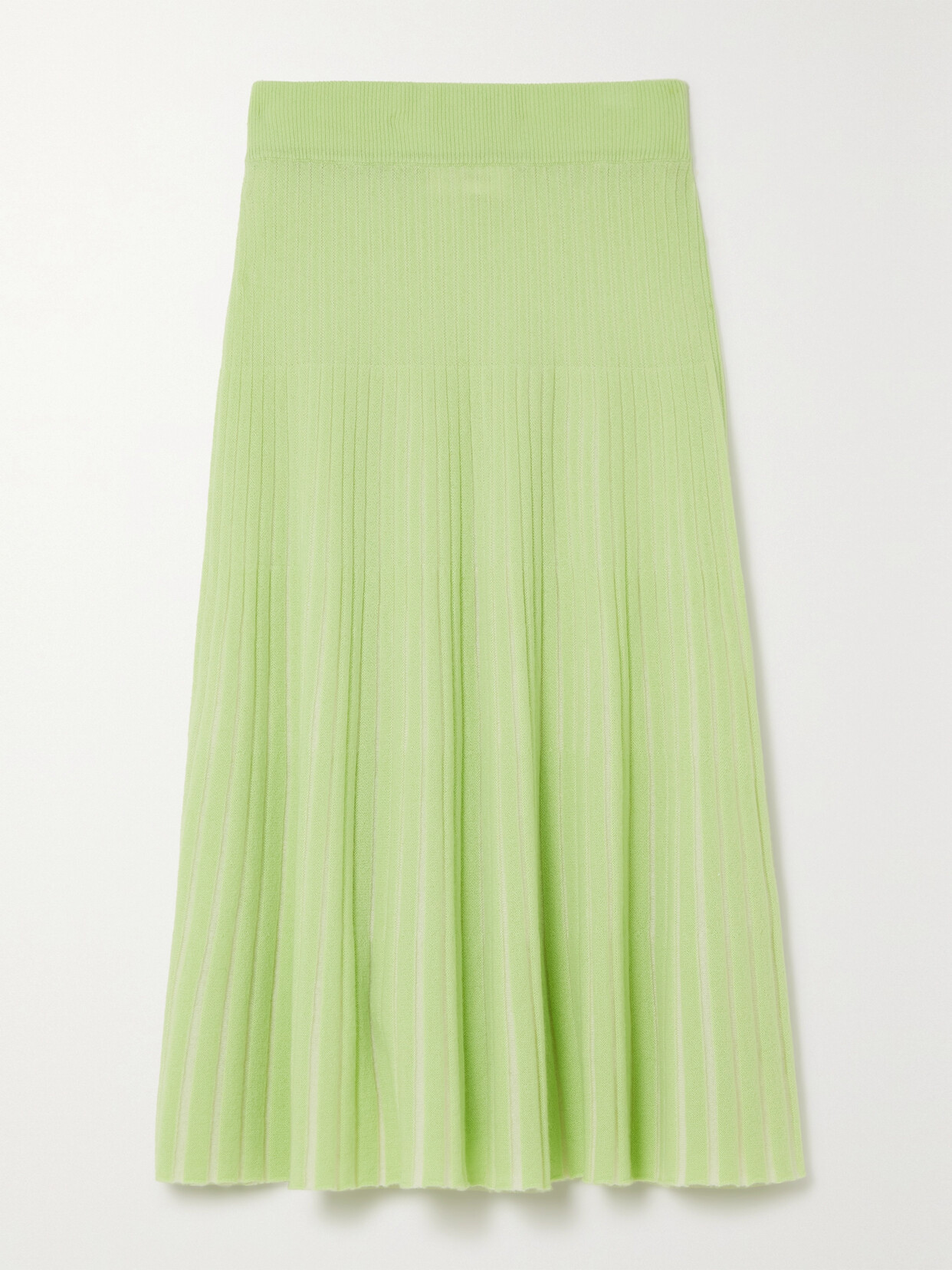 LISA YANG - Tiara Ribbed Cashmere Midi Skirt - Green