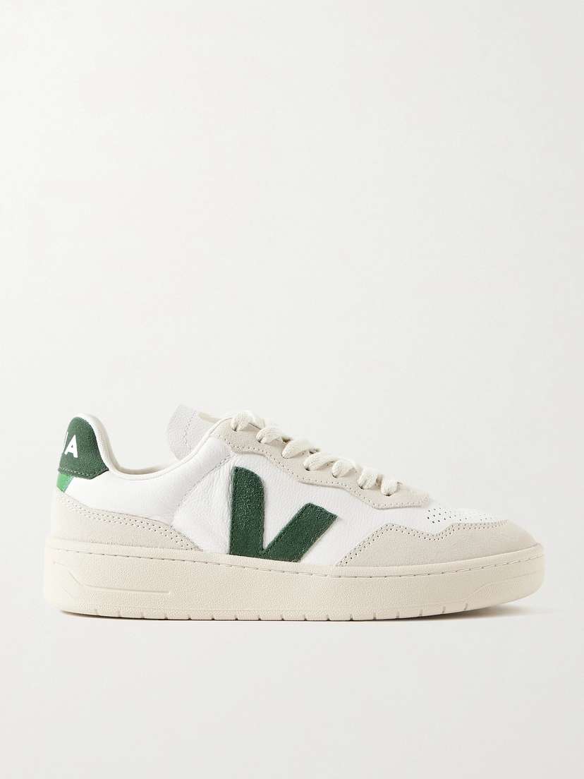 Veja V-90 Leather And Suede Sneakers