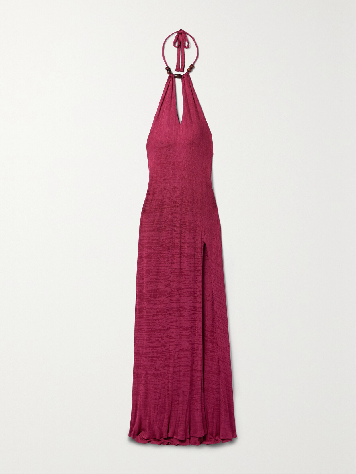 Savannah Morrow The Label + Net Sustain Oia Bead-embellished Bamboo Lyocell Halterneck Maxi Dress - Purple
