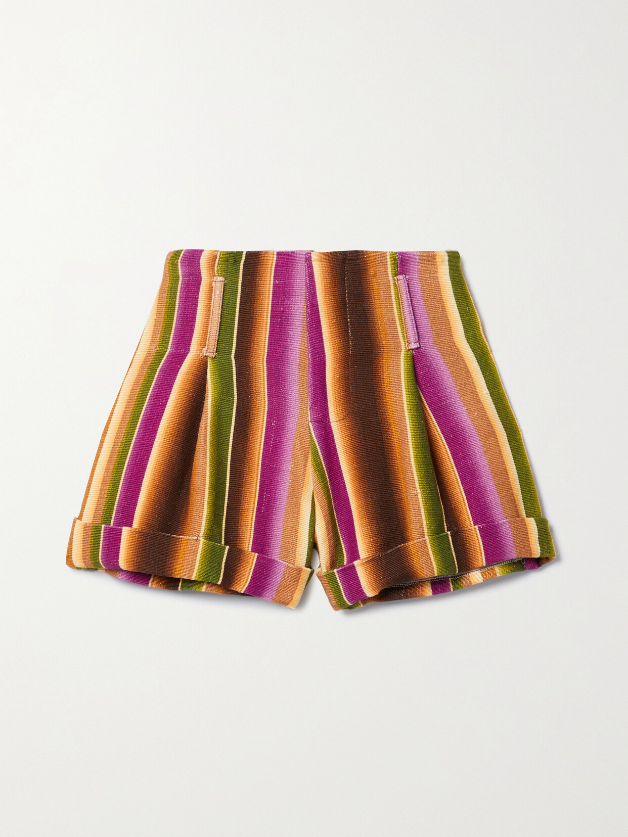 Savannah Morrow The Label - + Net Sustain Ana Striped Cotton And Bamboo Lyocell-blend Shorts - Green