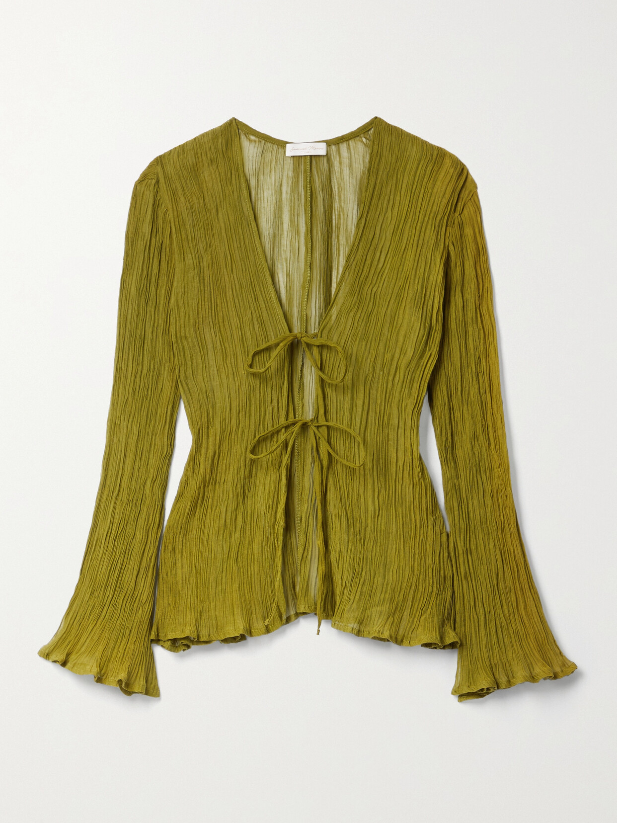 Savannah Morrow - Amalfi Crinkled Peace Silk Top - Green