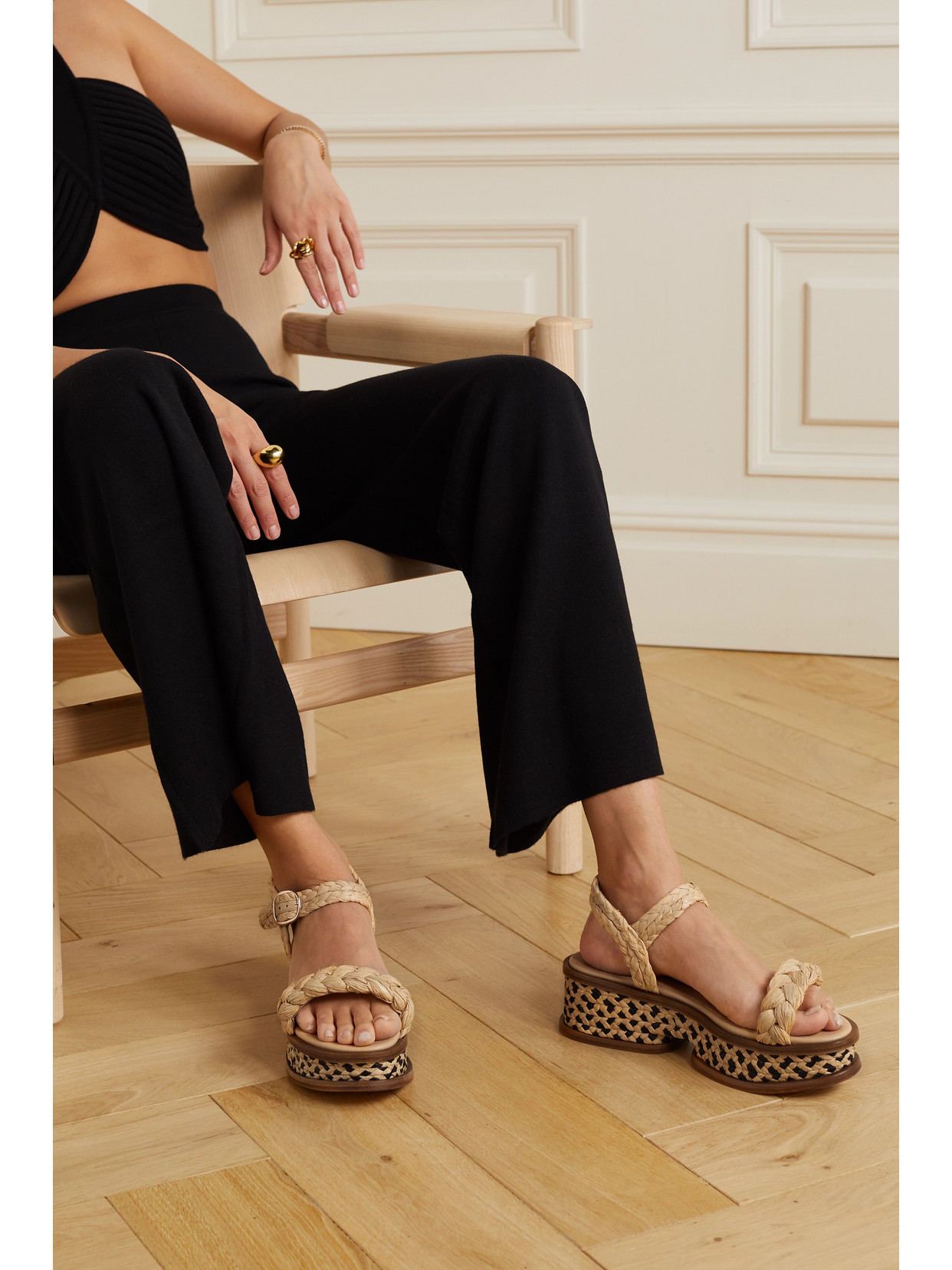 Gabriela Hearst Michael Braided Raffia Sandals In Cream