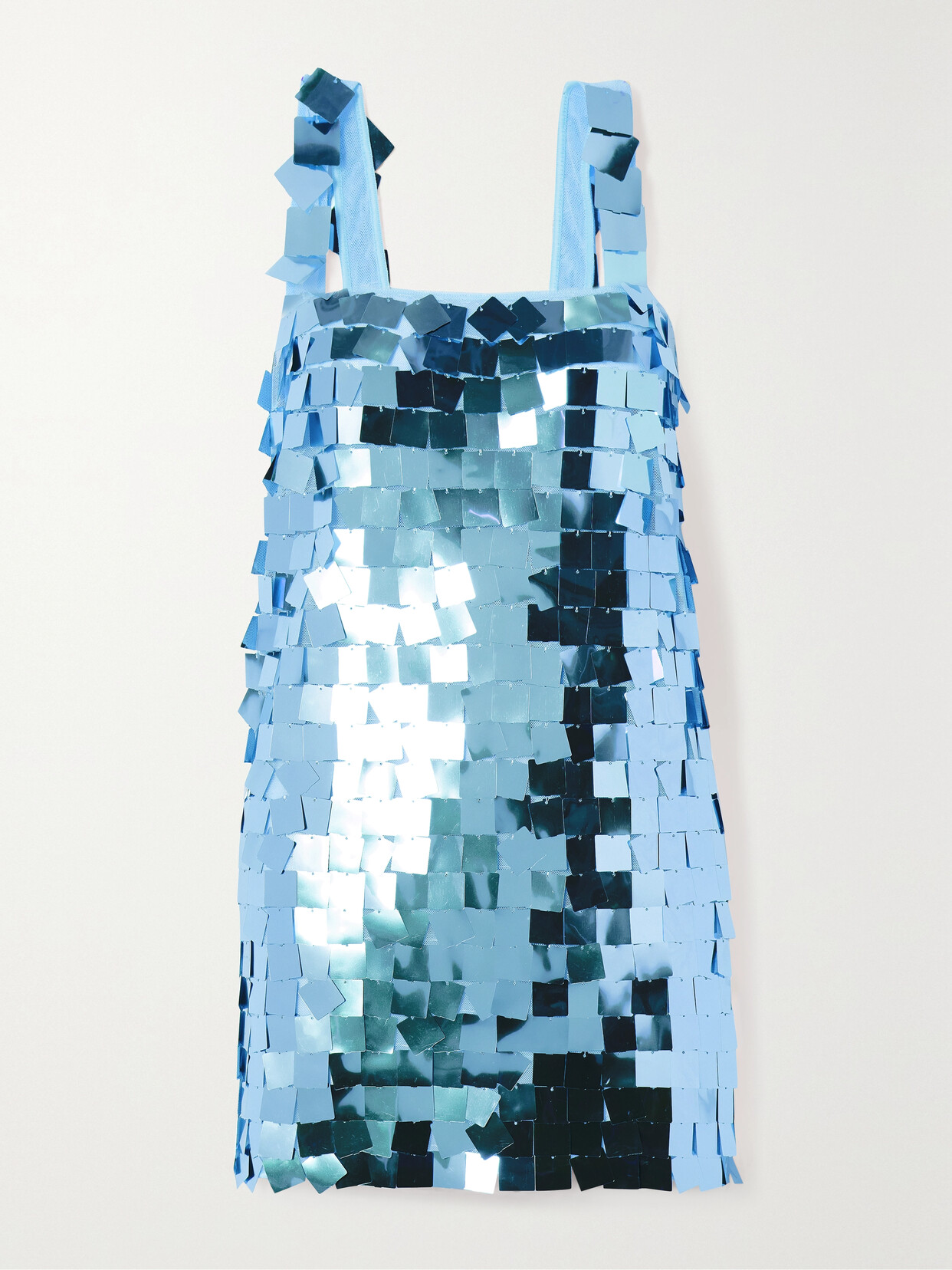 Oseree Disco Sequined Mesh Mini Dress In Blue