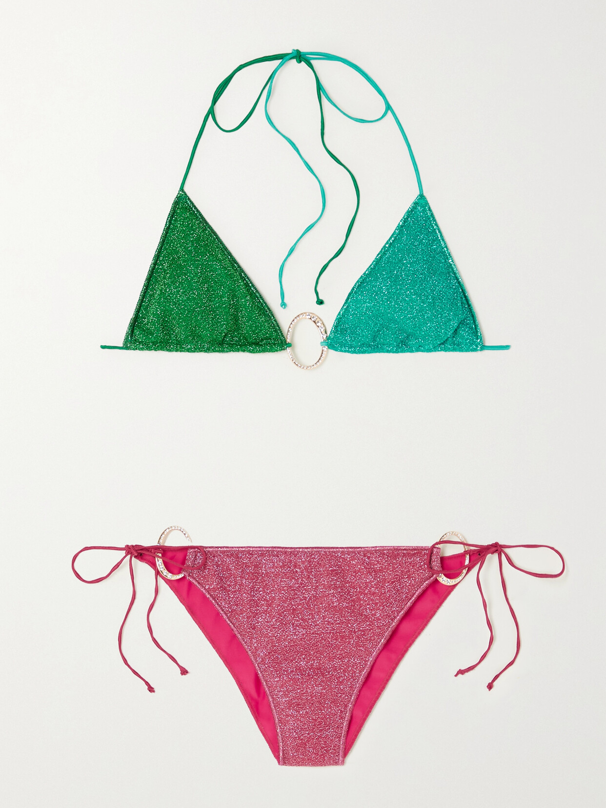 Oséree - Lumière O Gem Metallic Triangle Halterneck Bikini - Green