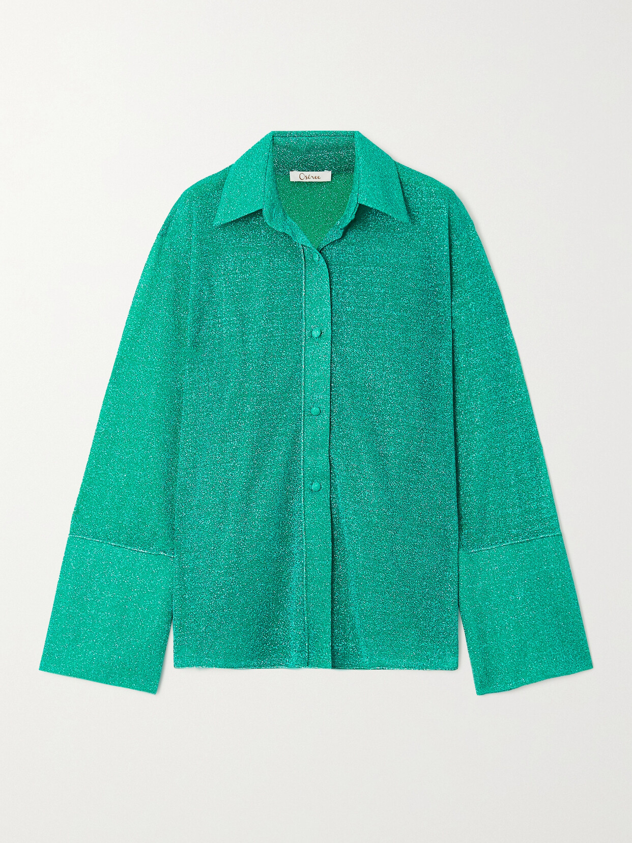 Oséree - Lumière Metallic Knitted Shirt - Green