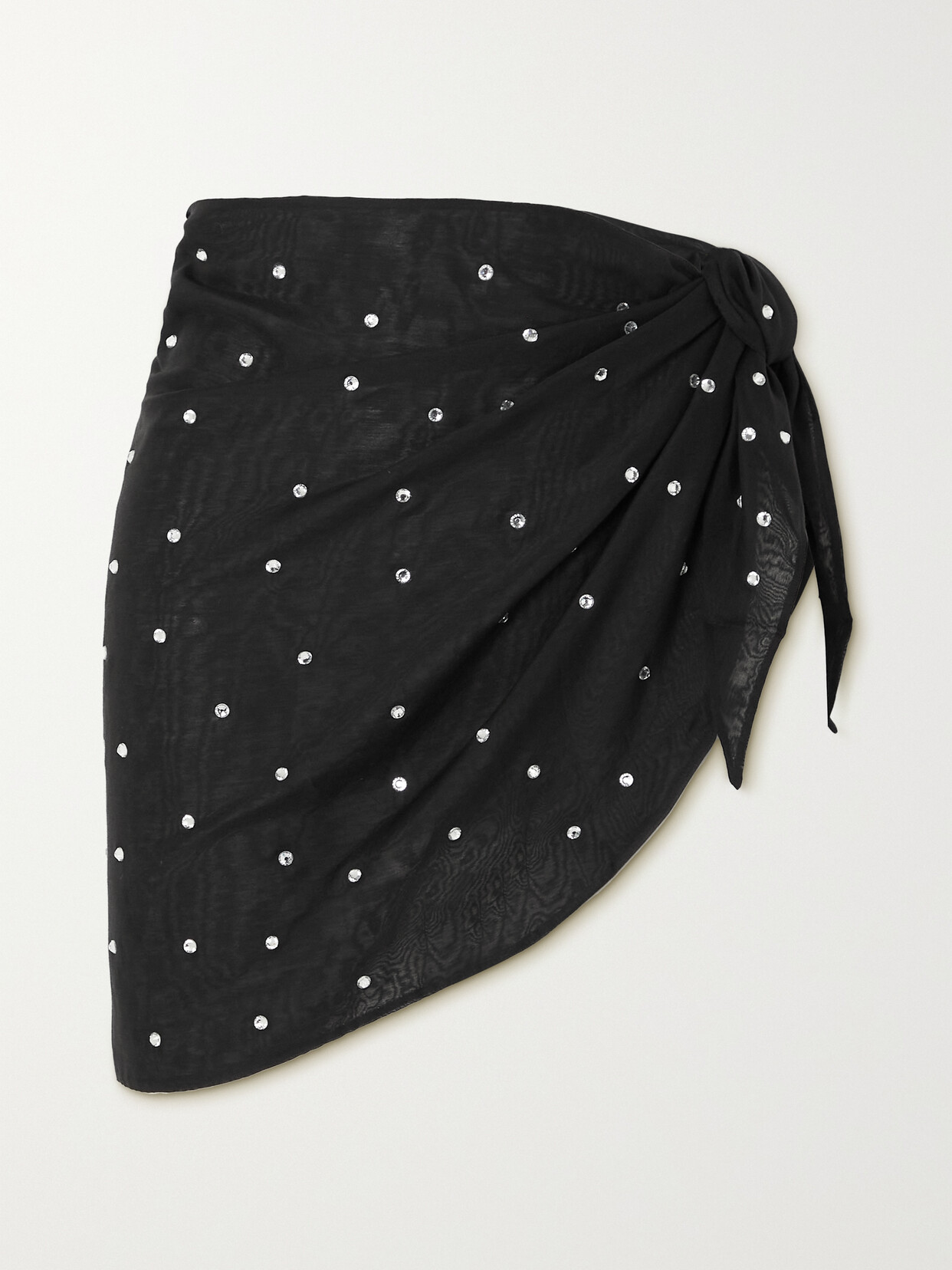 Oséree - Gem Crystal-embellished Cotton And Silk-blend Pareo - Black