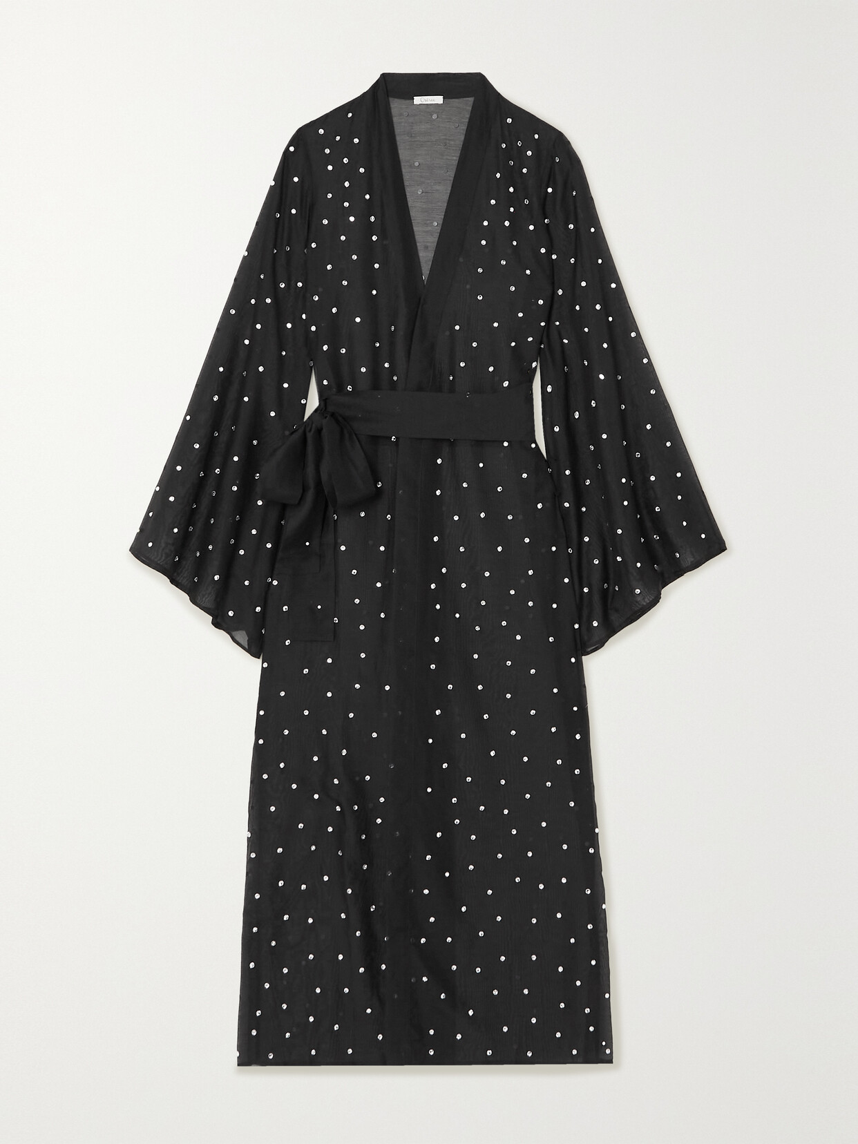 Oséree Gem Belted Embellished Cotton And Silk-blend Coverup