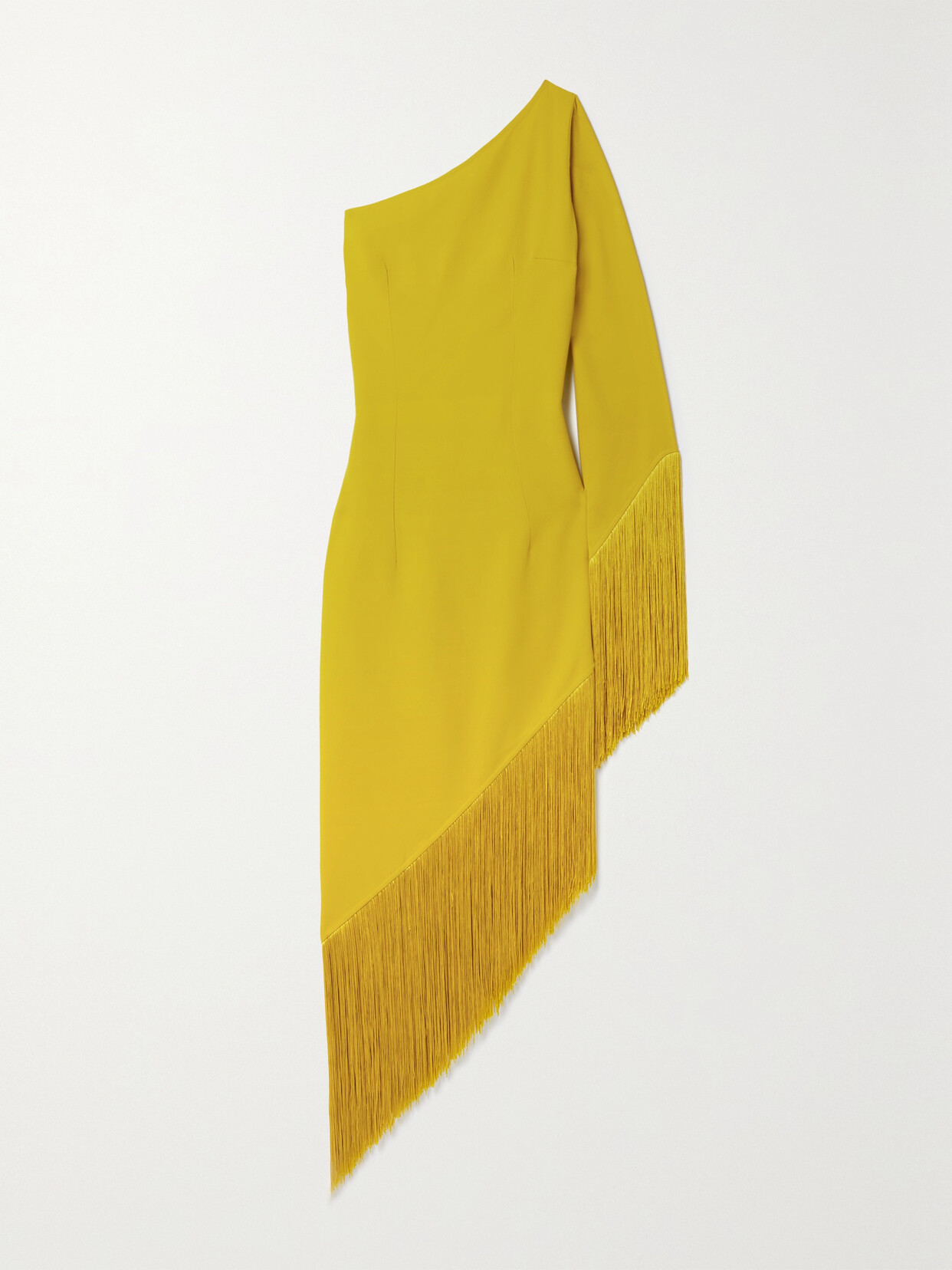 Taller Marmo - Aventador Fringed Asymmetric Crepe Dress - Yellow