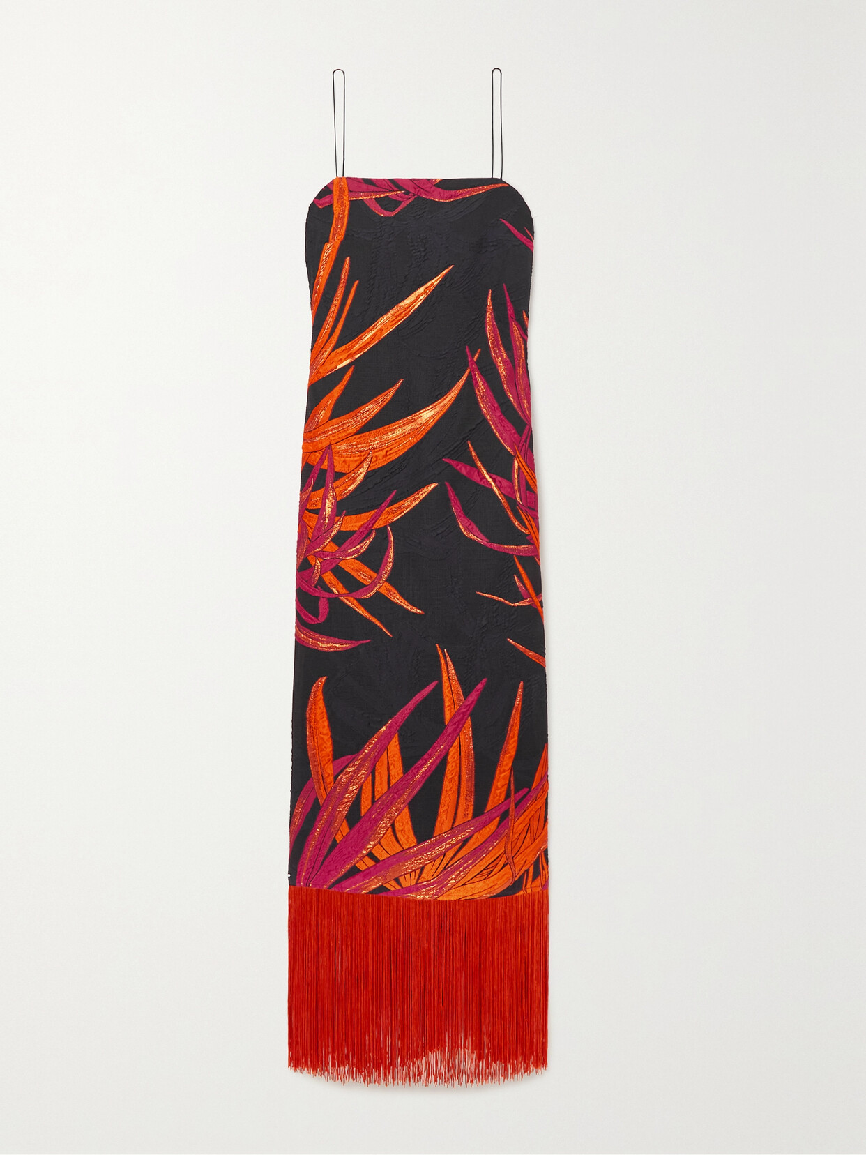 Taller Marmo La Siesta Fringed Brocade Maxi Dress - Orange