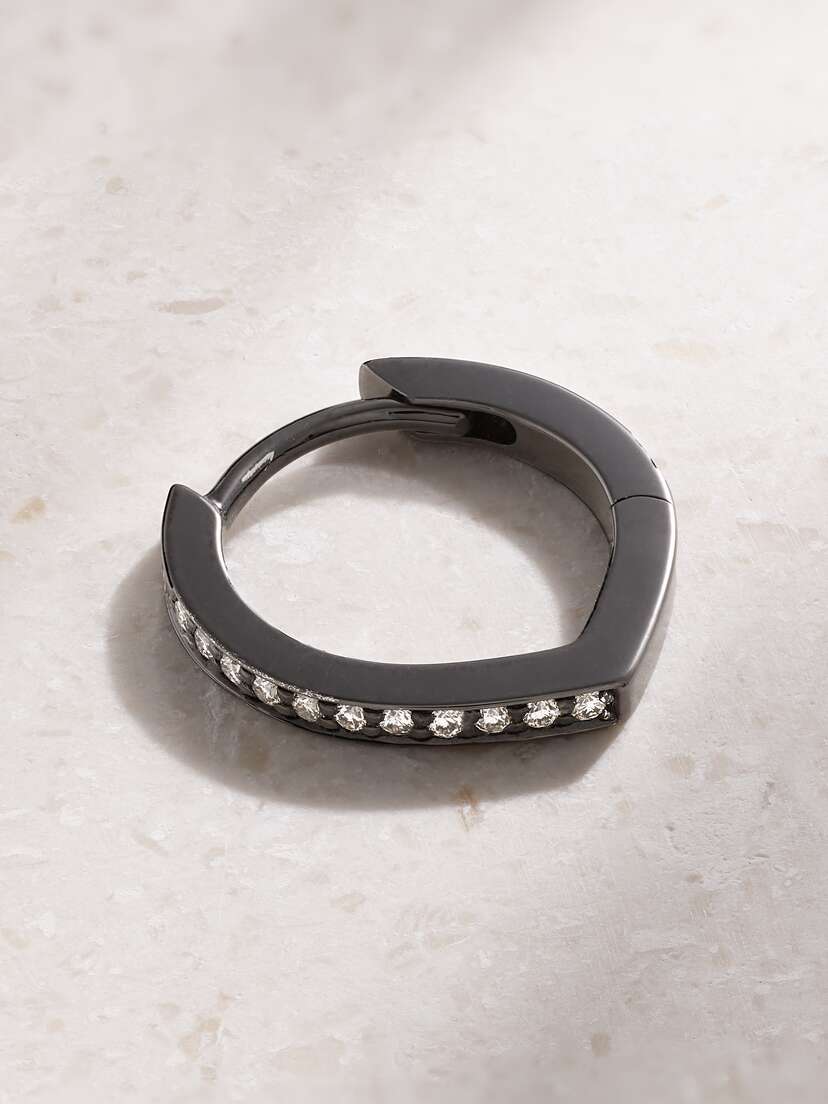 Repossi Antifer 18-karat Black Gold-washed Diamond Earring