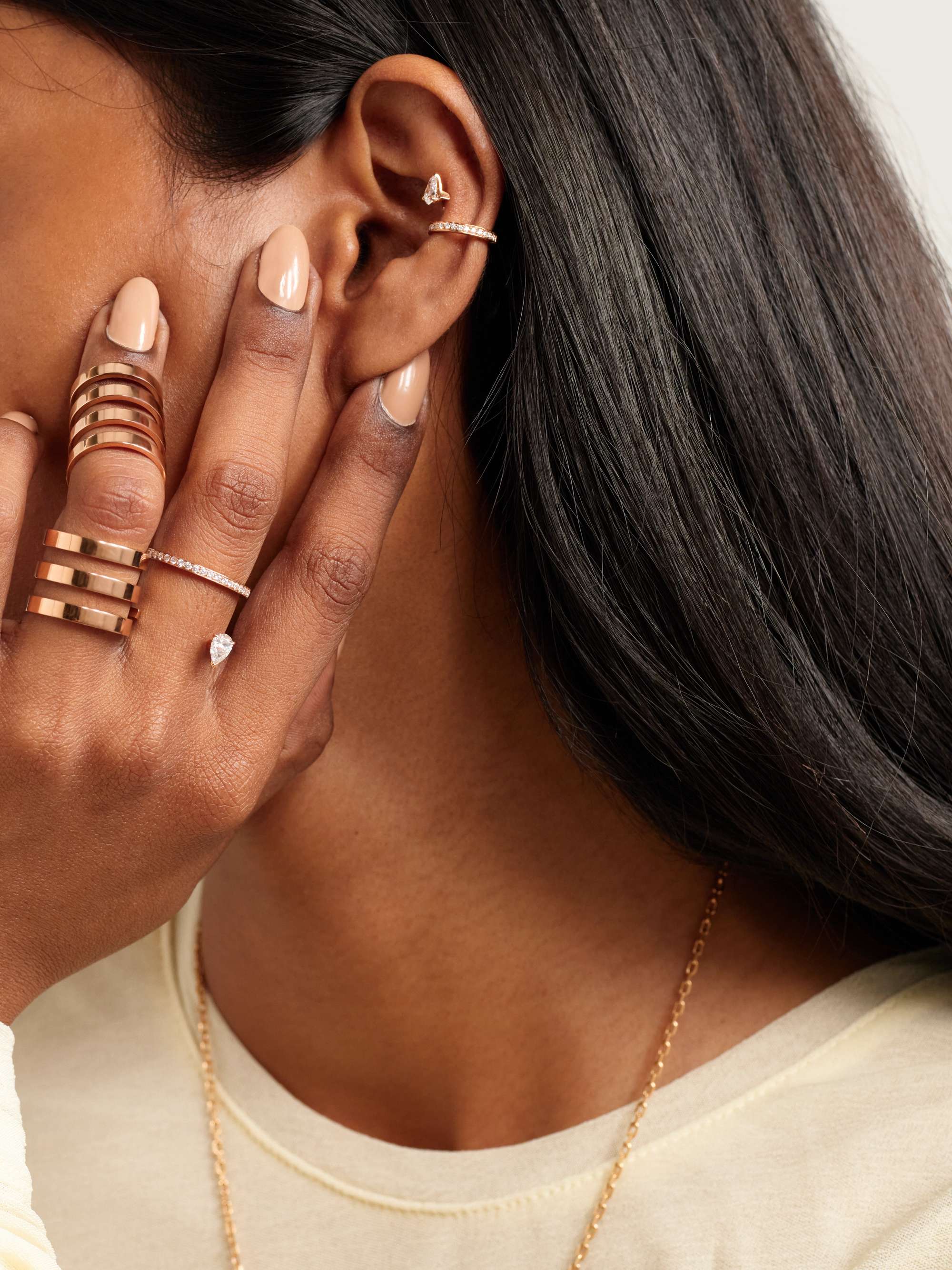 REPOSSI Serti Sur Vide 18-karat rose gold diamond ring