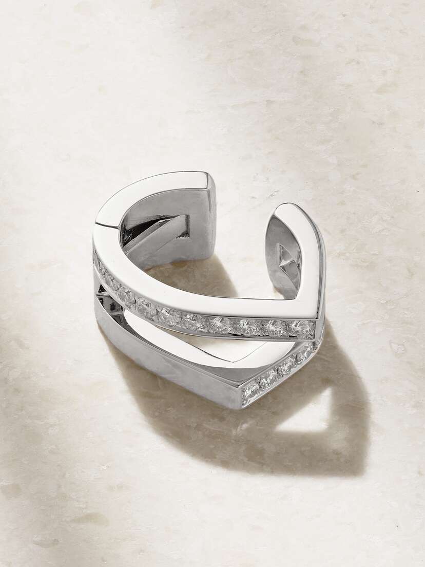 Repossi Antifer 18-karat White Gold Diamond Ear Cuff
