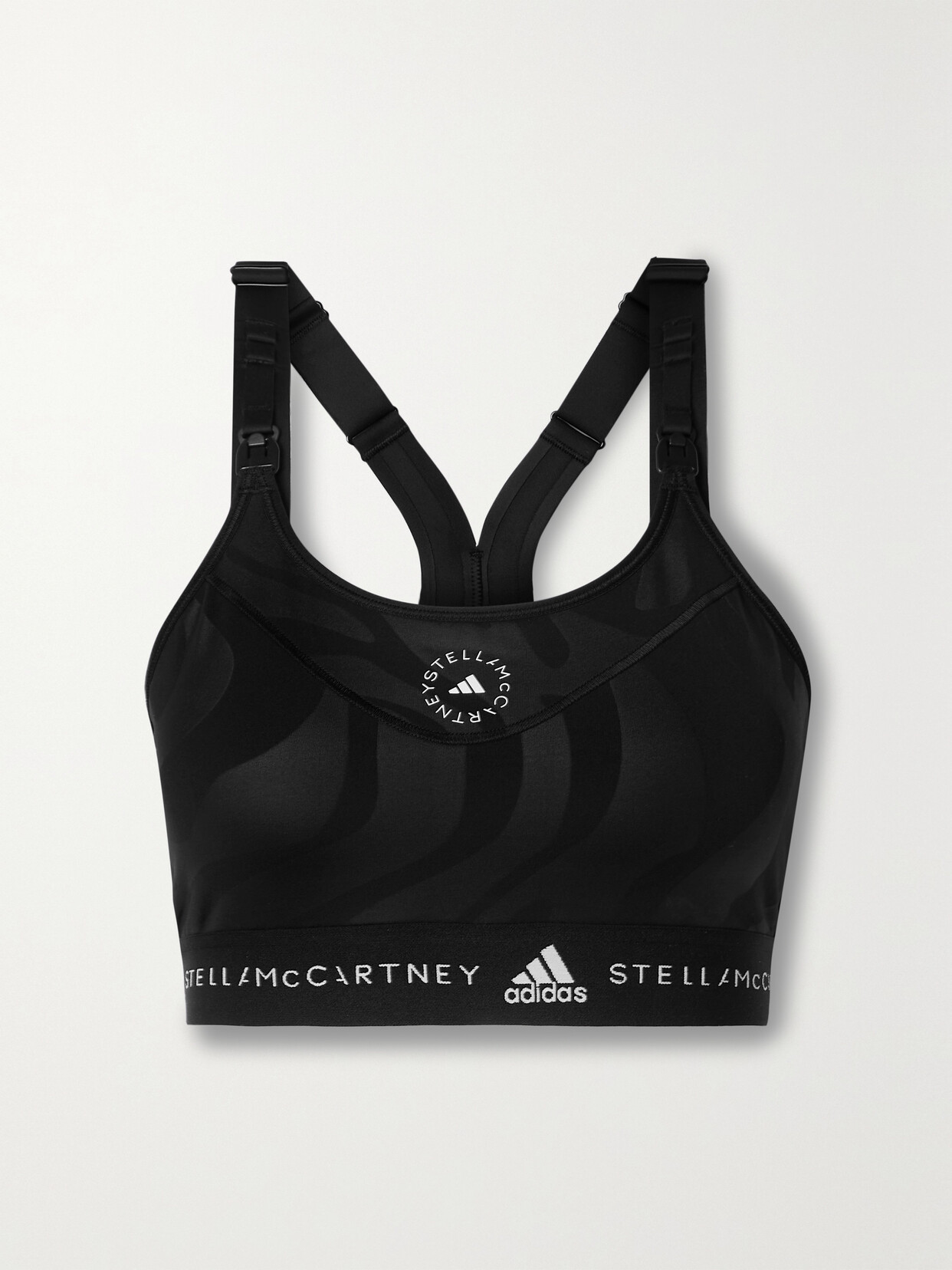 adidas by Stella McCartney - + Parley Printed Stretch Recycled Nursing Bra - Black