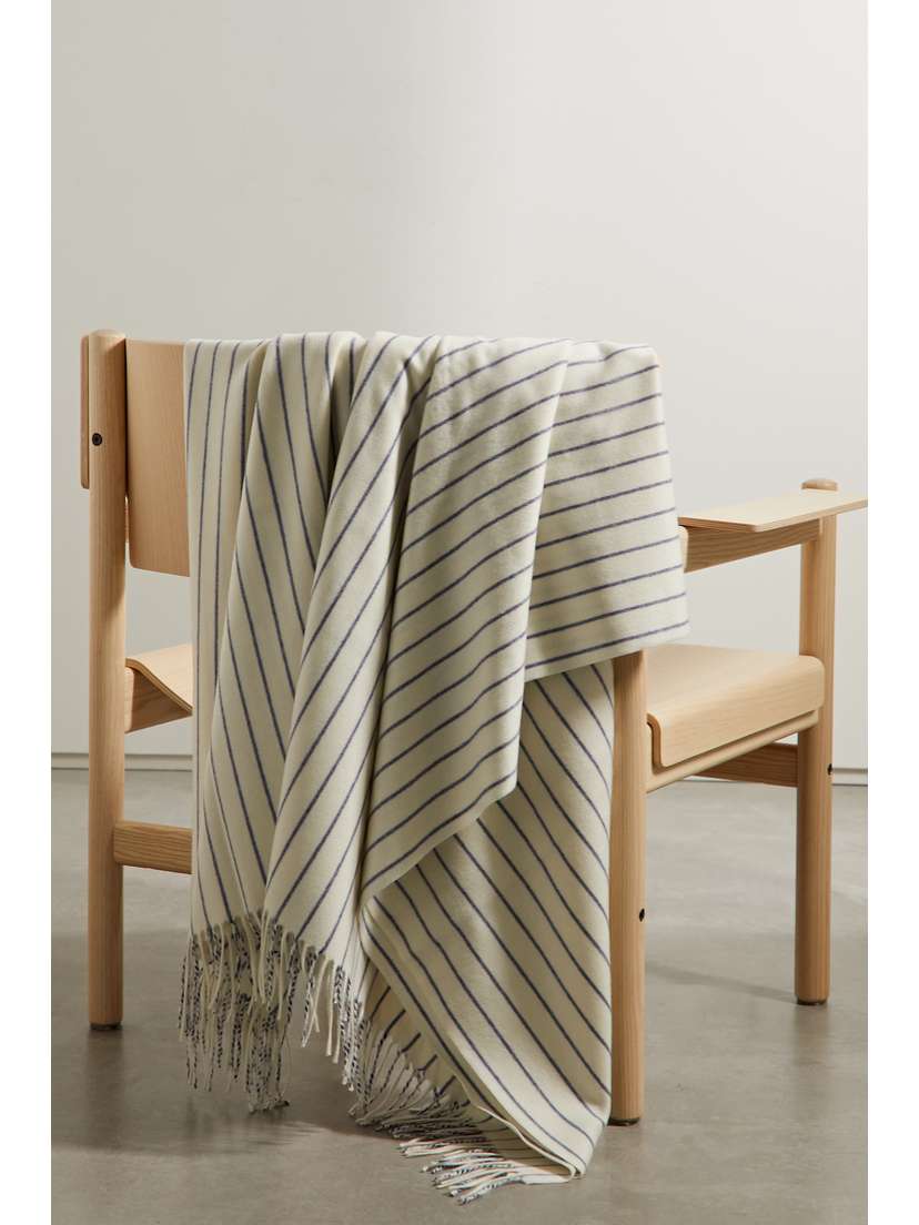 Loro Piana Fringed Striped Cashmere Blanket