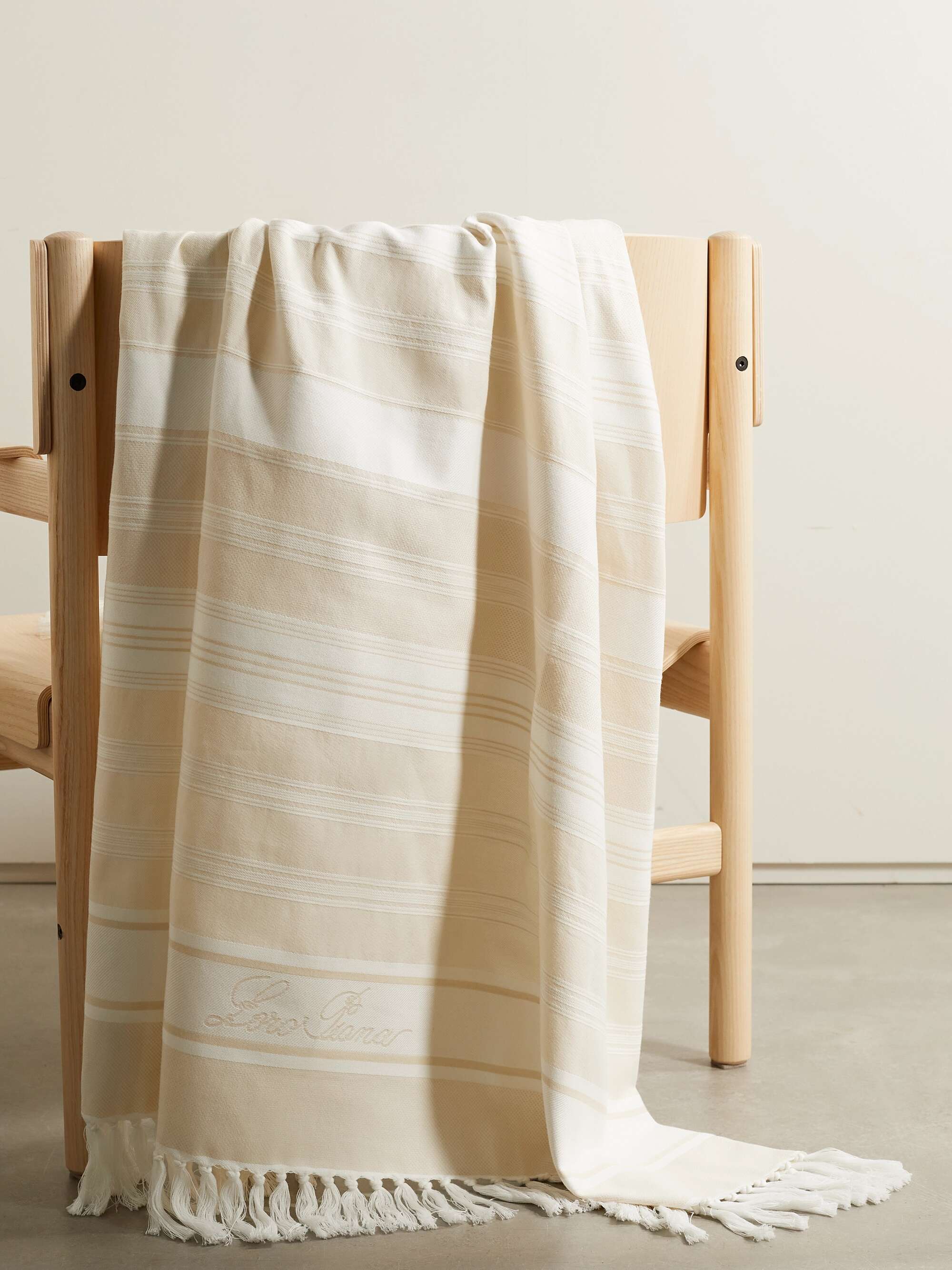 LORO PIANA Sunrise fringed jacquardknit cotton blanket NETAPORTER