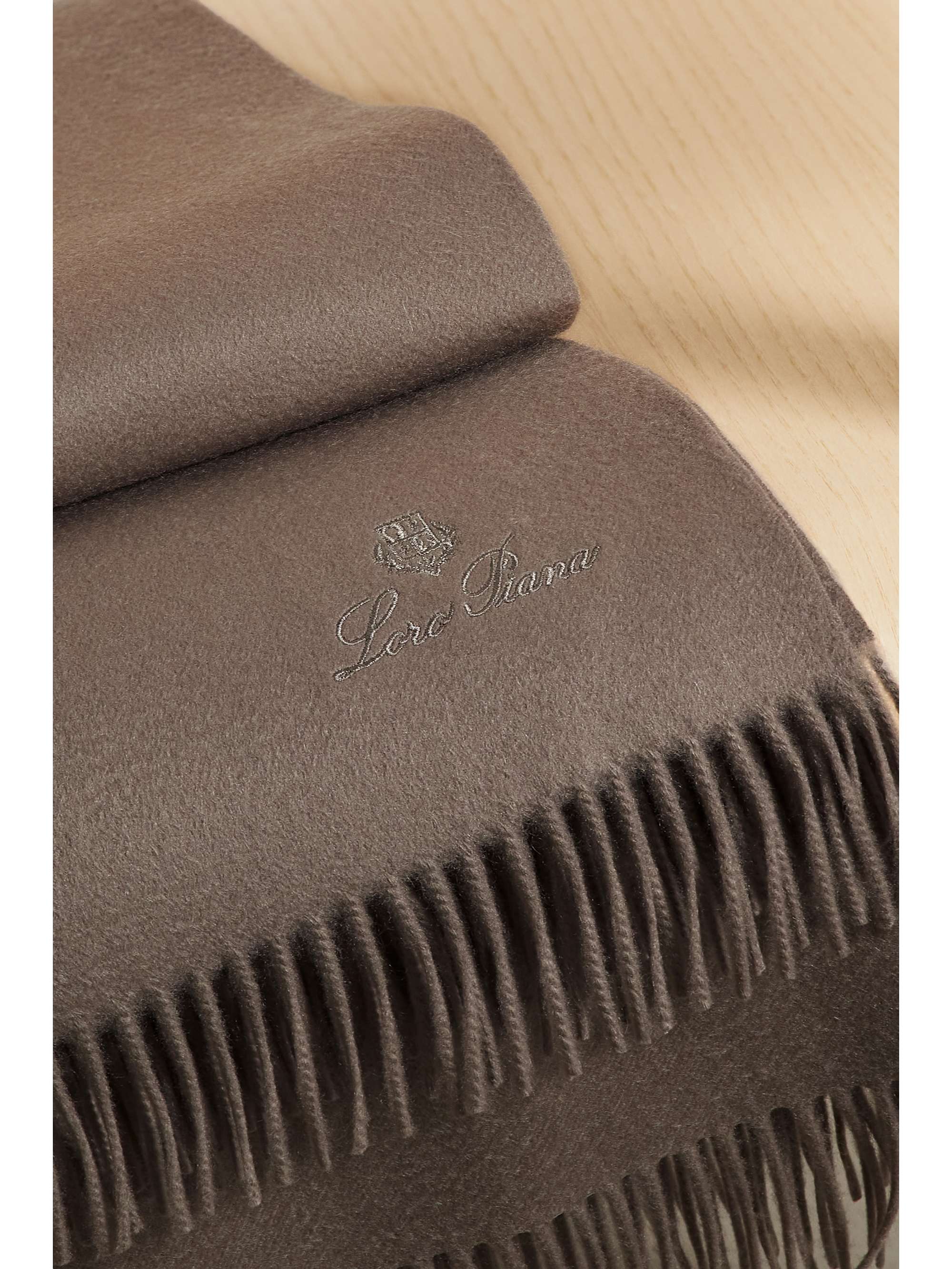 LORO PIANA Fringed embroidered cashmere throw
