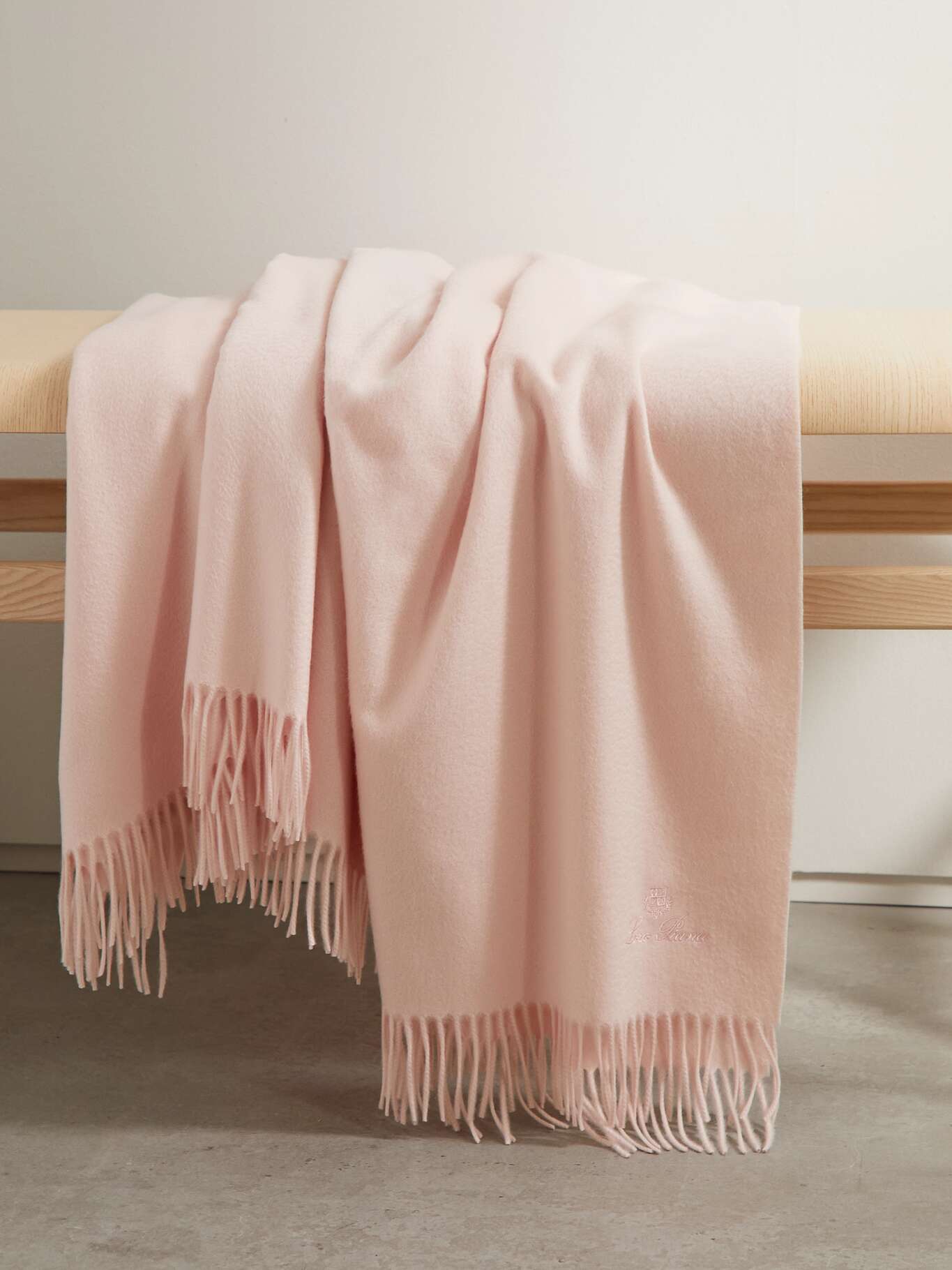 LORO PIANA Fringed embroidered cashmere throw NETAPORTER