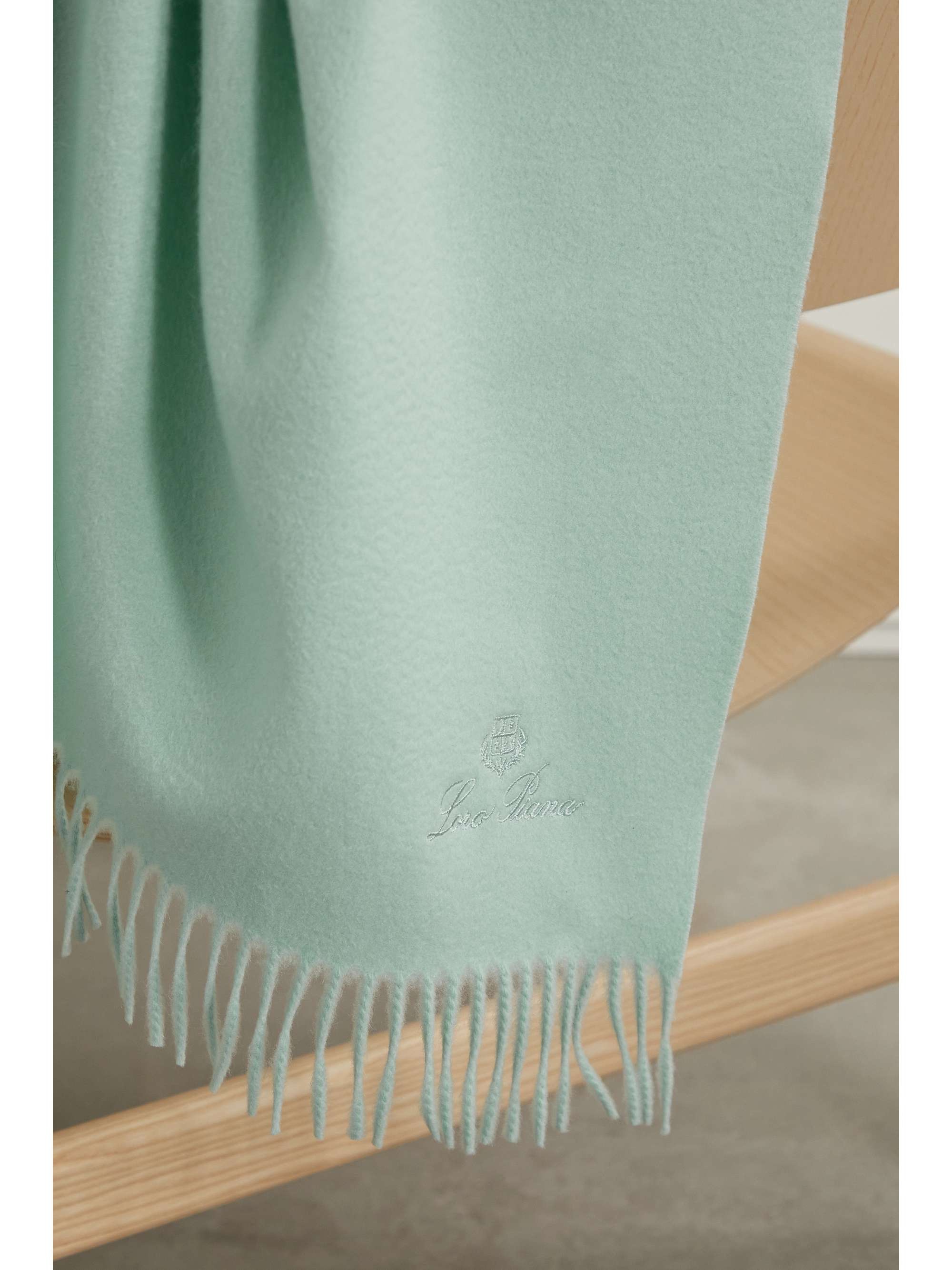 LORO PIANA Fringed embroidered cashmere throw