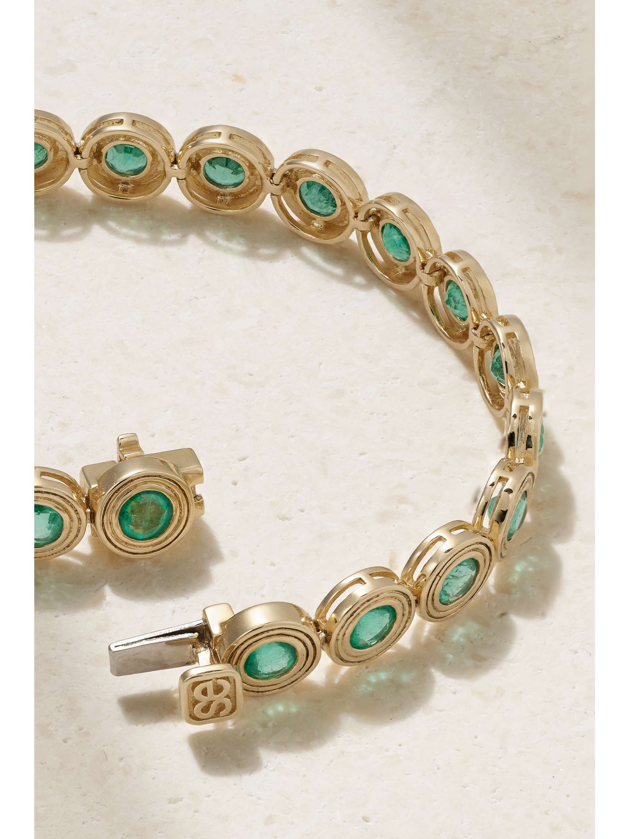 SYDNEY EVAN Large 14-karat gold emerald tennis bracelet