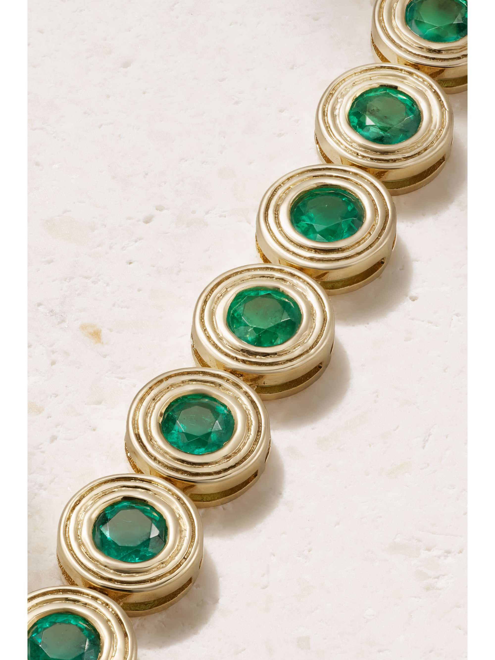 SYDNEY EVAN Large 14-karat gold emerald tennis bracelet