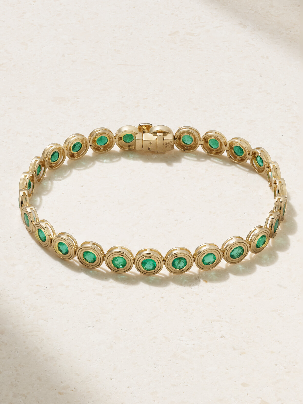 Sydney Evan Large 14-karat Gold Emerald Tennis Bracelet